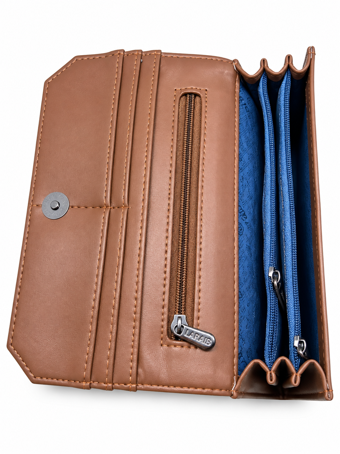 BATUTA Women’s Three Zip Multi-Compartment Clutch Wallet | Stylish Long Purse with Zipper Pocket | Spacious Ladies Wallet for Cash, Cards & Mobile