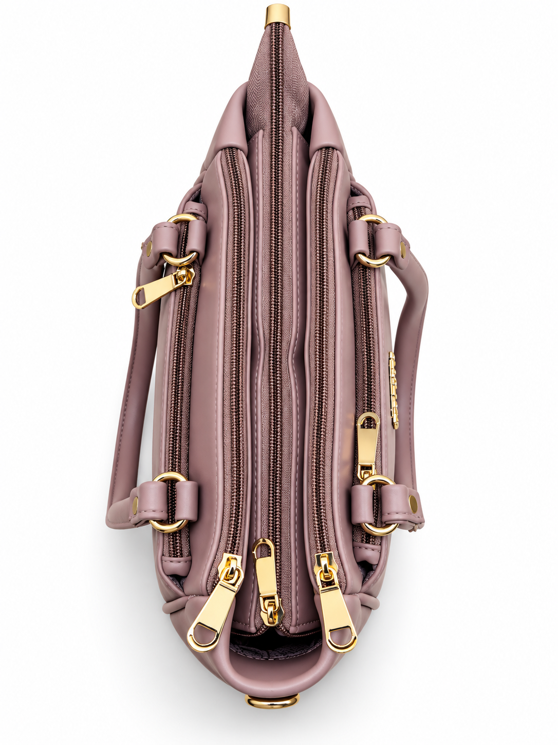 BATUTA Women’s Premium Faux Leather Handbag with Multiple Zipper Compartments, Double Handle & Sling Strap