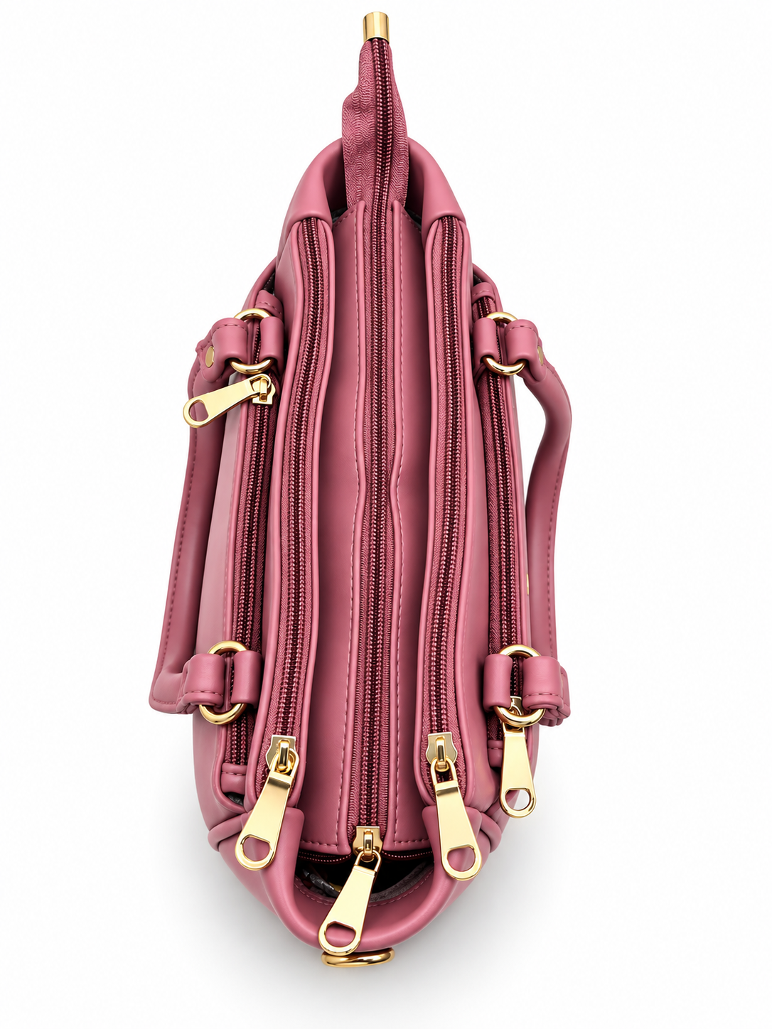 BATUTA Women’s Premium Faux Leather Handbag with Multiple Zipper Compartments, Double Handle & Sling Strap