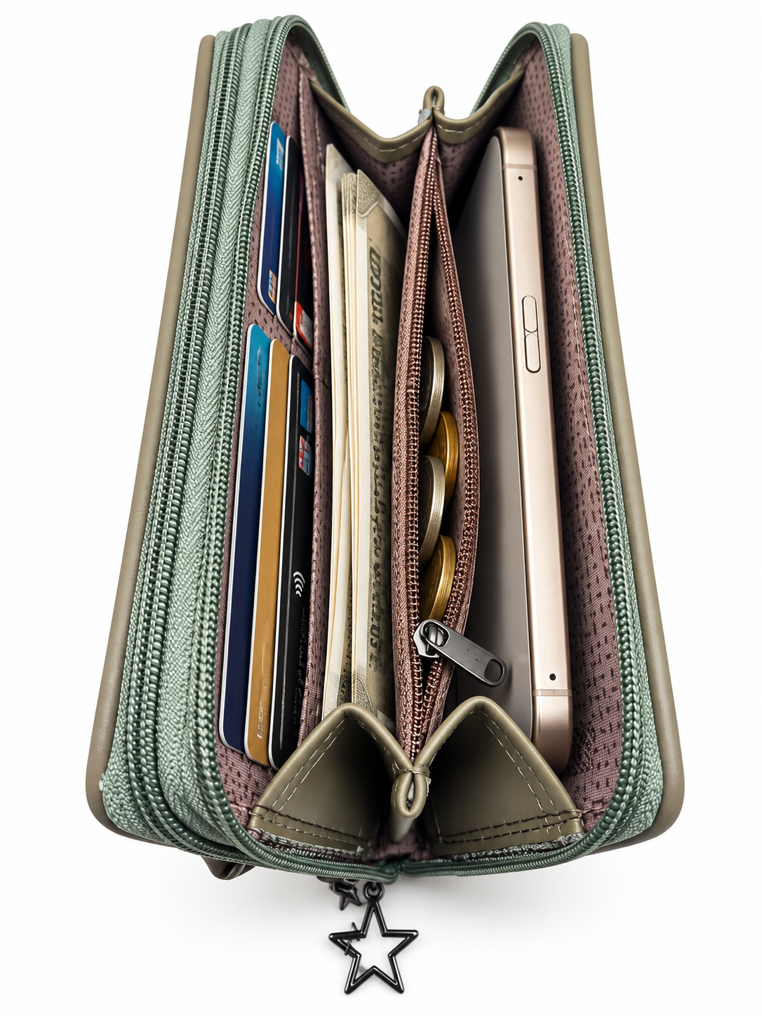 BATUTA Women’s Hand Kit Wristlet Pouch | Dual Zipper Multi-Compartment Handbag | Stylish Compact Organizer for Everyday Essentials