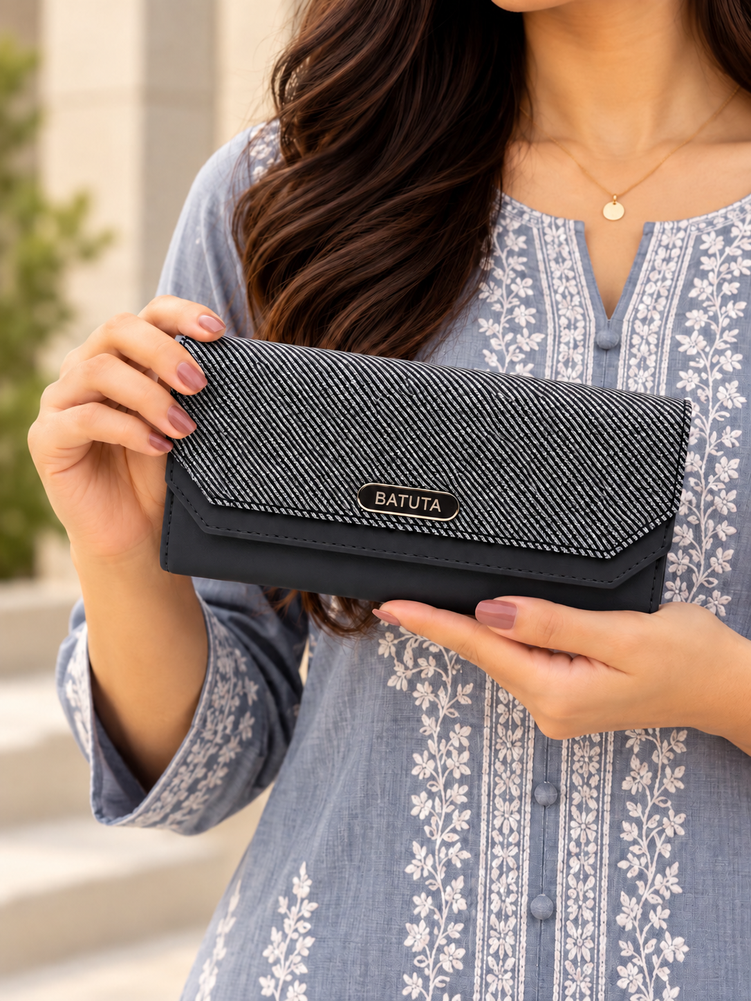 BATUTA Women’s Three Zip Multi-Compartment Clutch Wallet | Stylish Long Purse with Zipper Pocket | Spacious Ladies Wallet for Cash, Cards & Mobile
