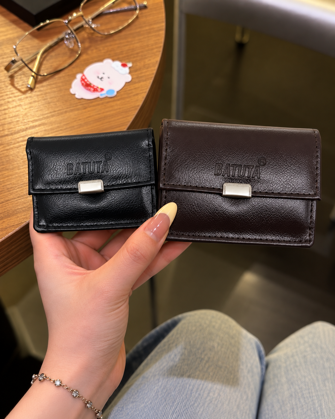 BATUTA HUB Women Casual, Travel Brown Artificial Leather Money Clip - Mini (3 Card Slots, Pack of 2)