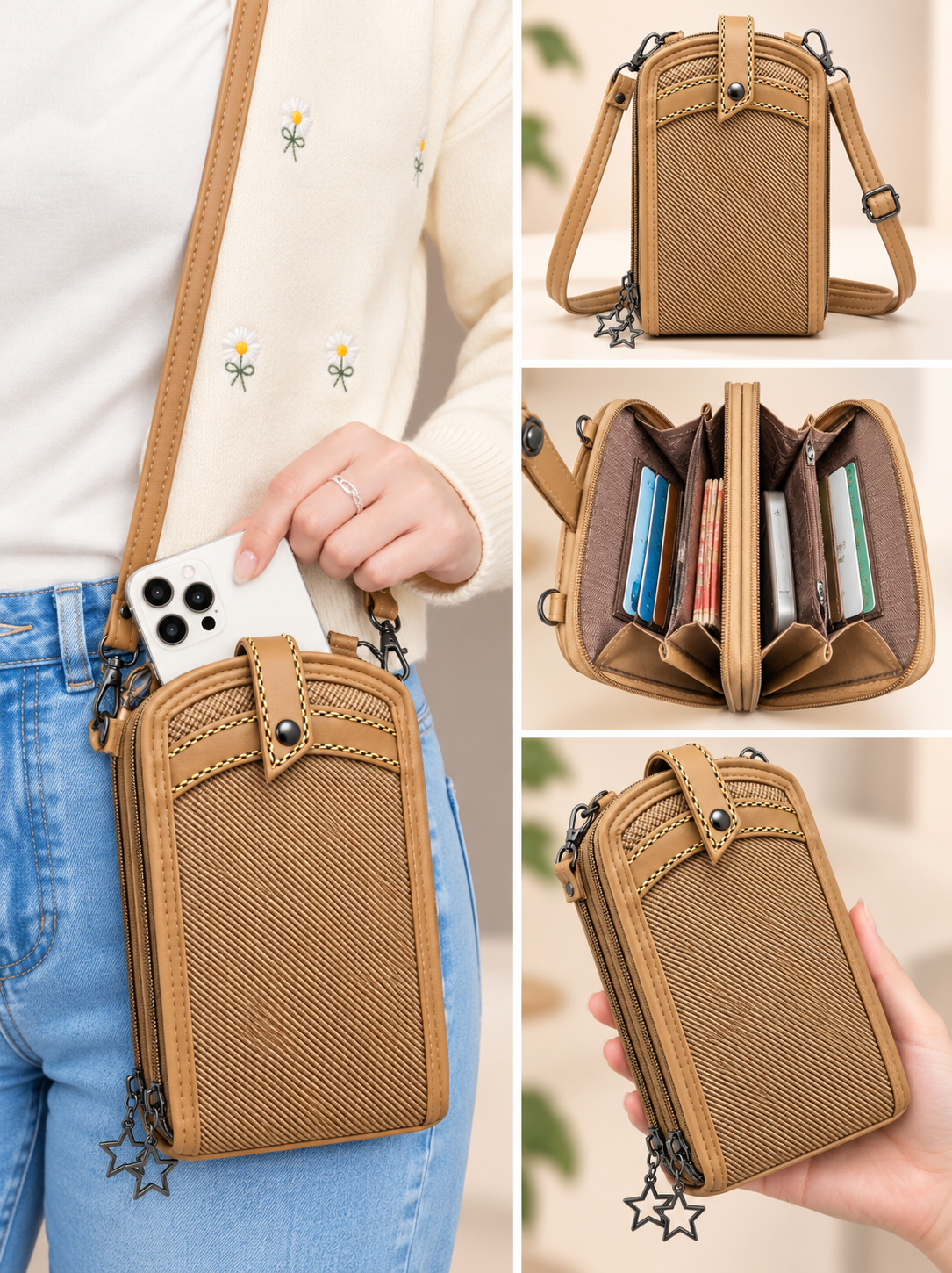 Women’s Sling Bag with Adjustable Strap | Stylish 2-Zip Crossbody Bag for Daily Use | Compact Shoulder Bag with Multiple Compartments