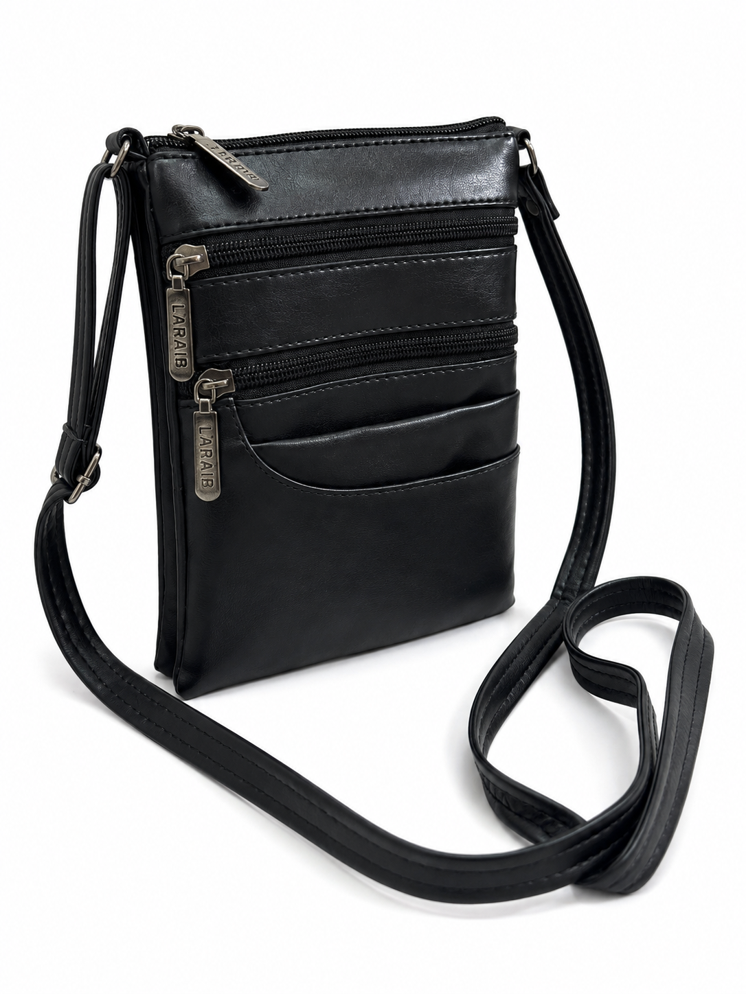 Women's Premium Faux Leather Crossbody Sling Bag with Multiple Zip Pockets
