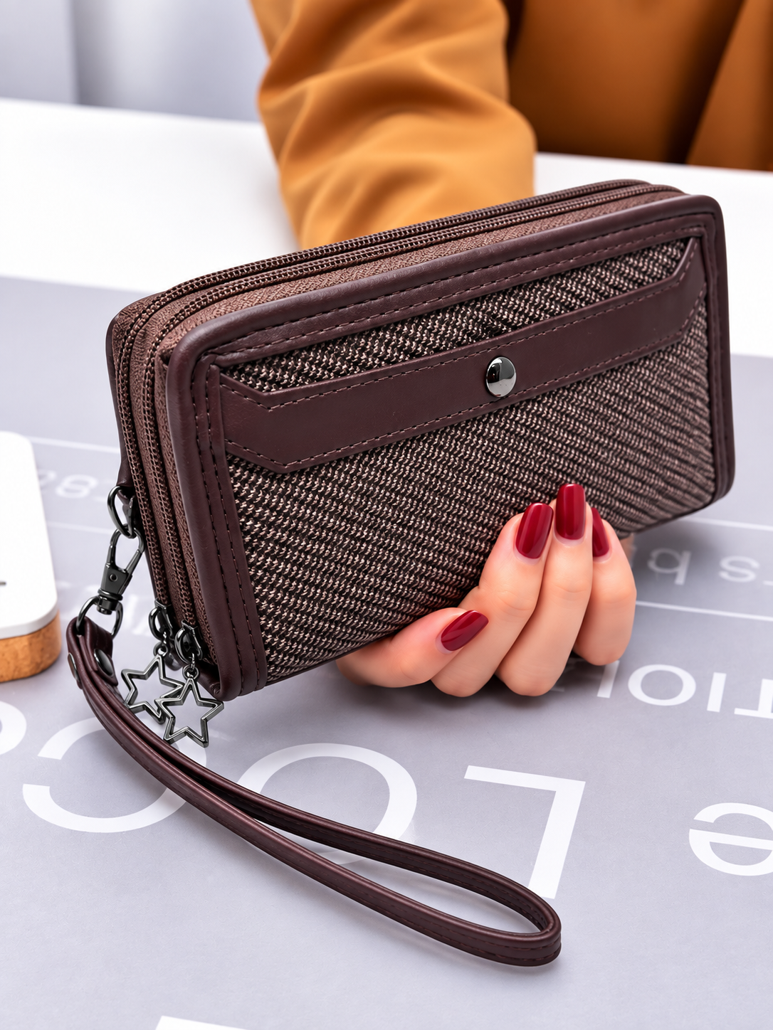 BATUTA Women’s Hand Kit Wristlet Pouch | Dual Zipper Multi-Compartment Handbag | Stylish Compact Organizer for Everyday Essentials