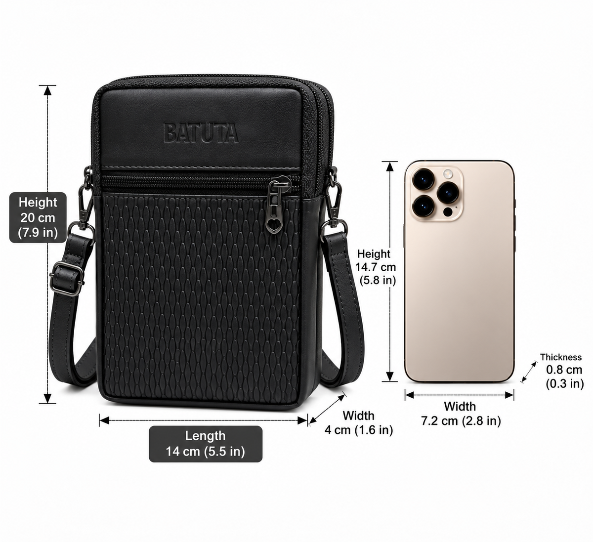 BATUTA HUB Women Crossbody Sling Bag | Premium PU Leather Small Size Bag for Girls & Ladies | Adjustable Strap | Multiple Zipper Pockets | Lightweight Daily Use Purse