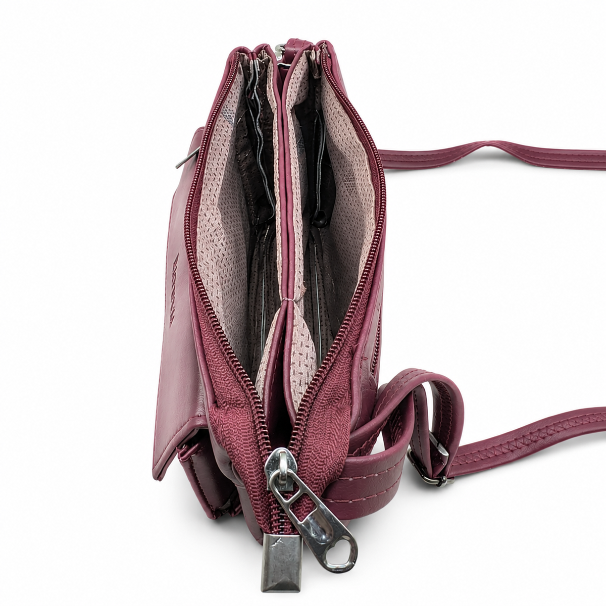 Women Stylish 3 Zip Sling Bag | Premium PU Leather Crossbody Bag | Multi Compartment Shoulder Bag for Women