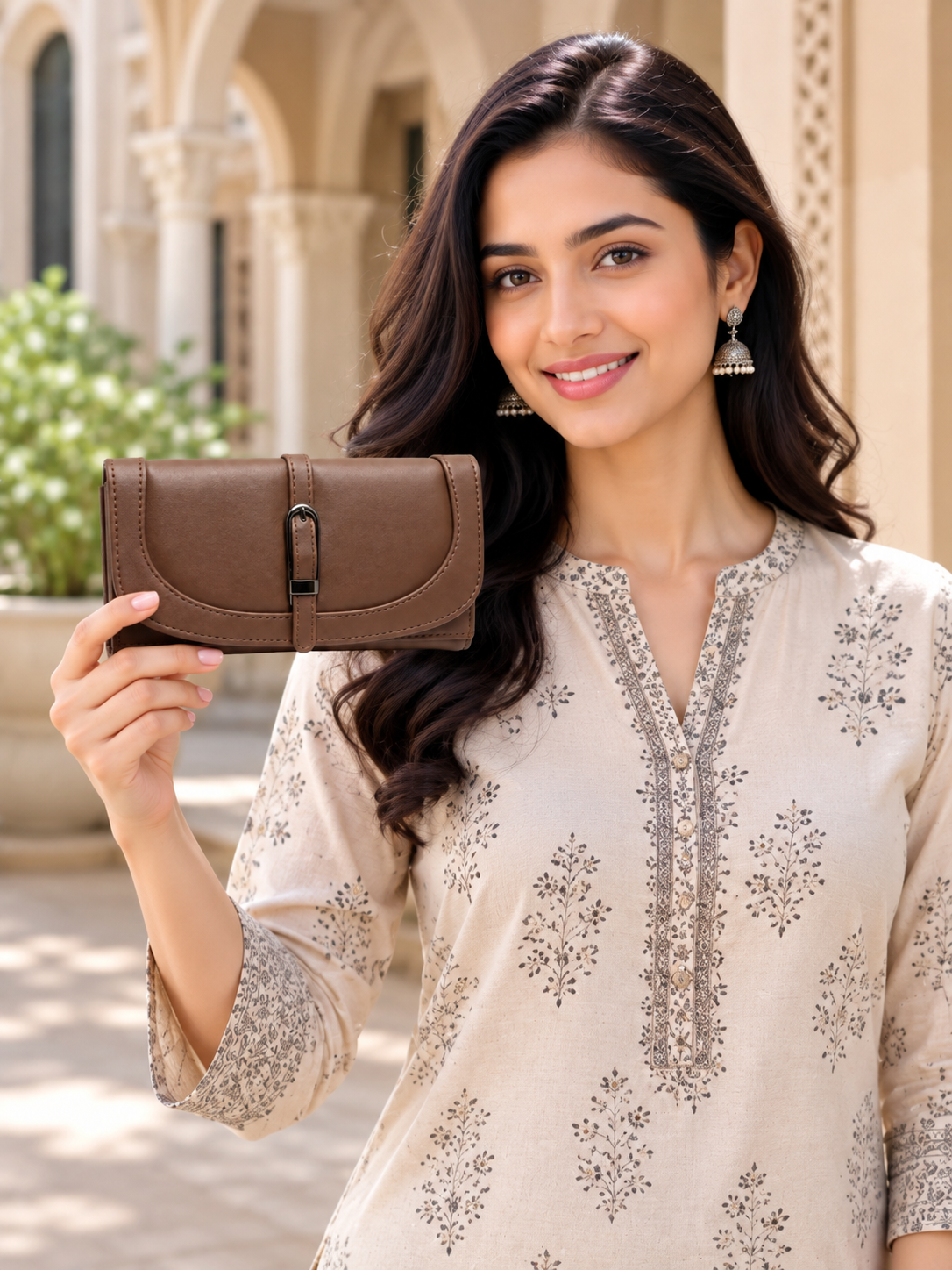 Women’s Stylish Clutch Wallet with Flap Closure | Elegant PU Leather Long Wallet for Women | Multiple Compartments & Card Holder |