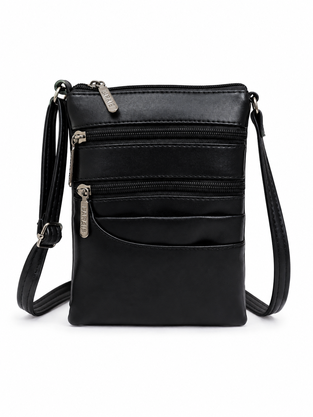 Women's Premium Faux Leather Crossbody Sling Bag with Multiple Zip Pockets