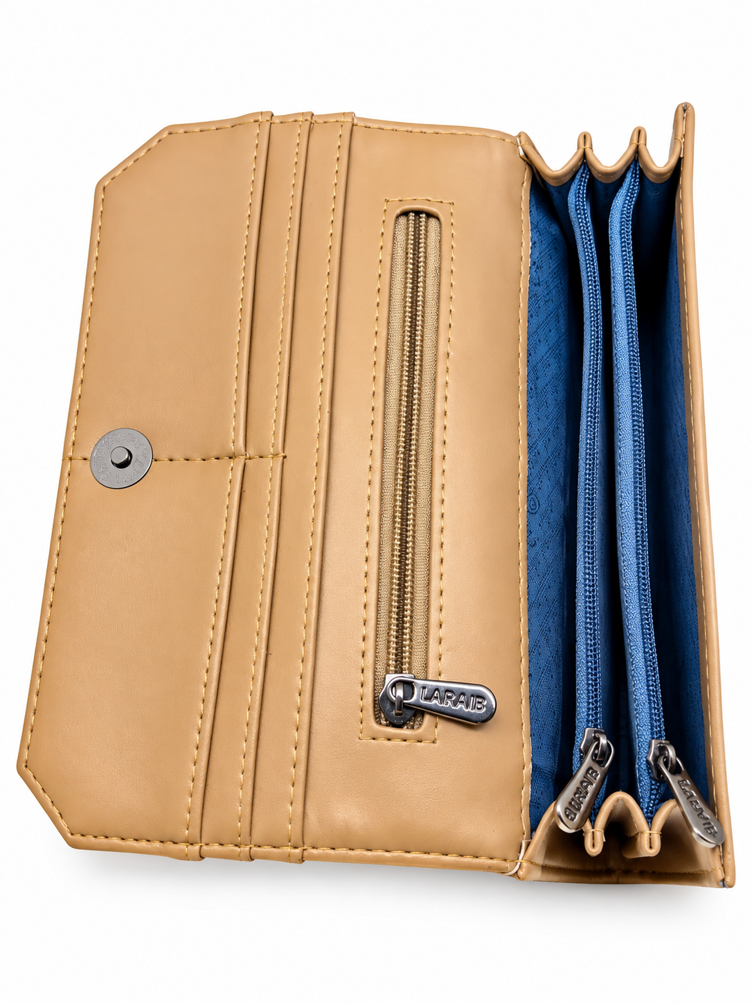 BATUTA Women’s Three Zip Multi-Compartment Clutch Wallet | Stylish Long Purse with Zipper Pocket | Spacious Ladies Wallet for Cash, Cards & Mobile