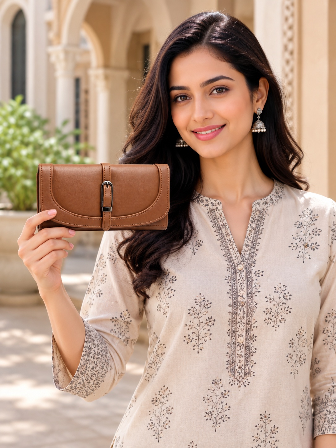 Women’s Stylish Clutch Wallet with Flap Closure | Elegant PU Leather Long Wallet for Women | Multiple Compartments & Card Holder |