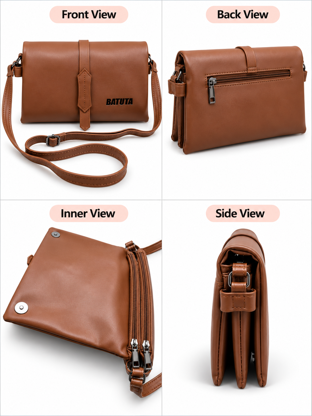 BATUTA Women's Sling Bag for Girls, Stylish Crossbody Shoulder Bag with Flap Closure, Adjustable Strap & Elegant Design