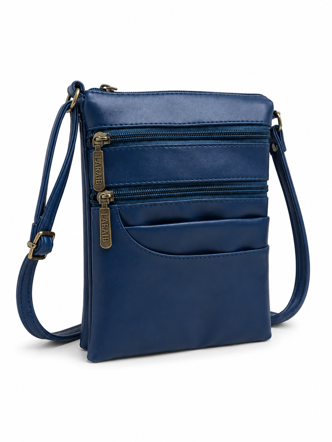 Women's Premium Faux Leather Crossbody Sling Bag with Multiple Zip Pockets