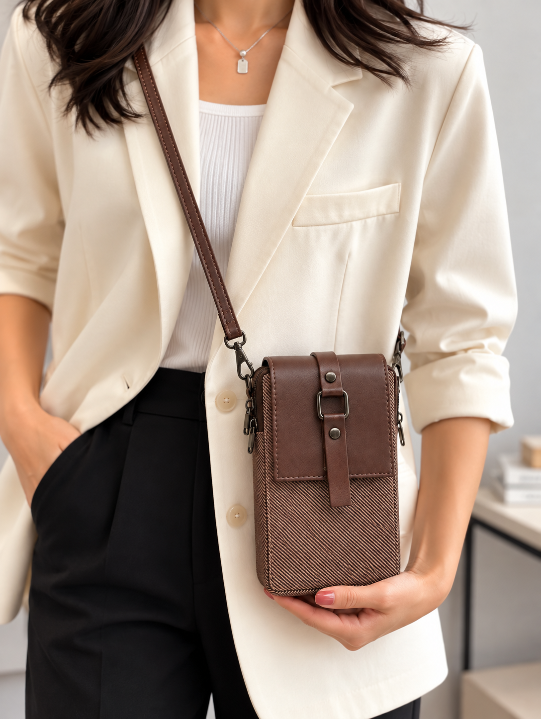 BATUTA HUB Women’s Mobile Sling Bag Crossbody Bag | Compact Double Zipper Shoulder Bag for Phone, Cards & Essentials | Stylish Everyday Mini Sling Purse