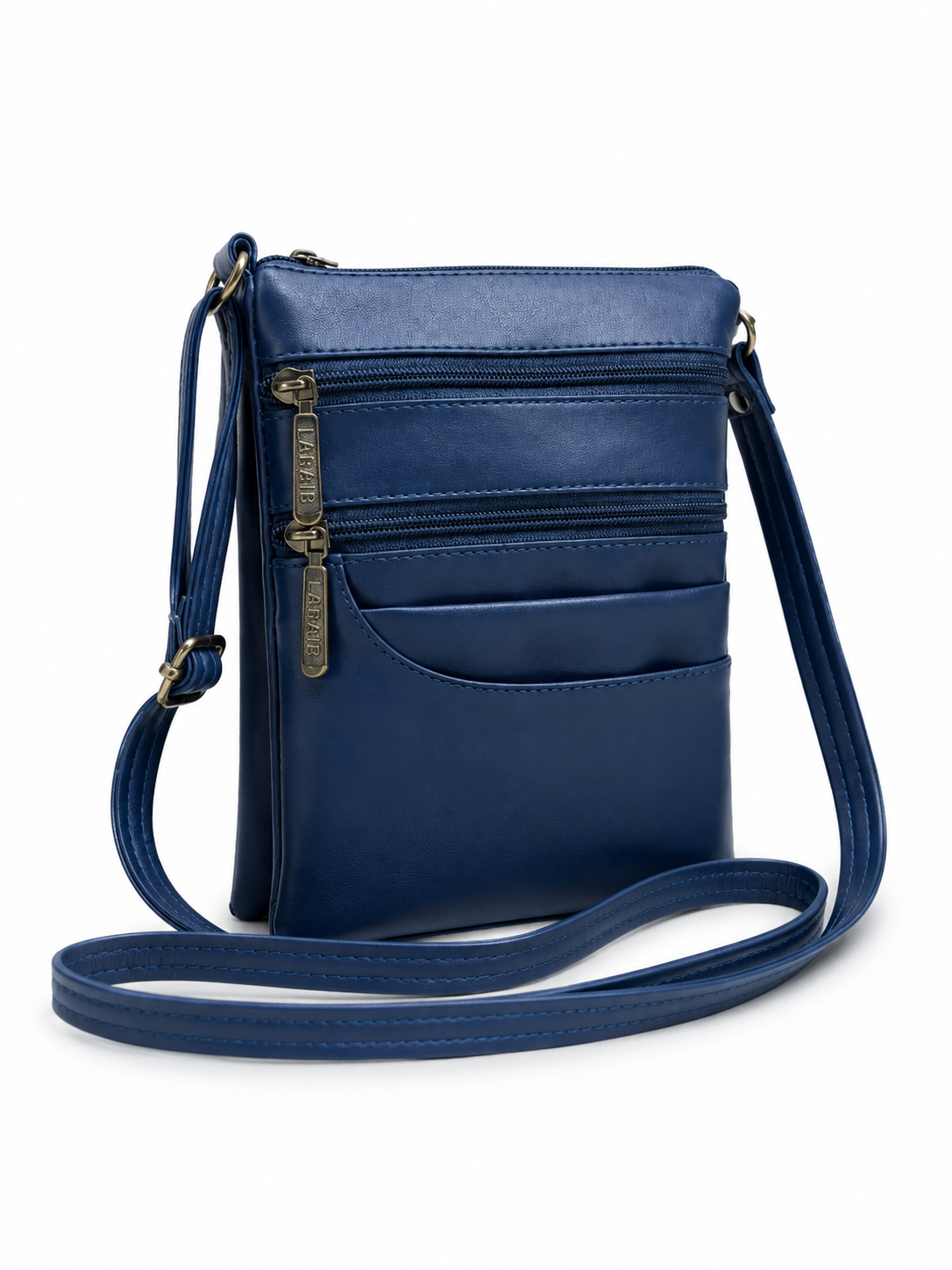 Women's Premium Faux Leather Crossbody Sling Bag with Multiple Zip Pockets