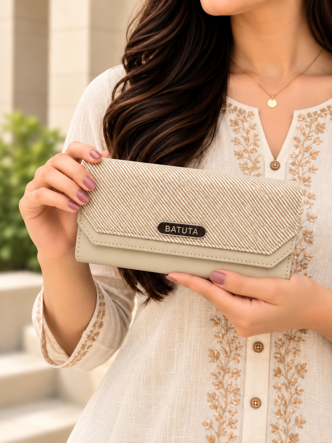 BATUTA Women’s Three Zip Multi-Compartment Clutch Wallet | Stylish Long Purse with Zipper Pocket | Spacious Ladies Wallet for Cash, Cards & Mobile