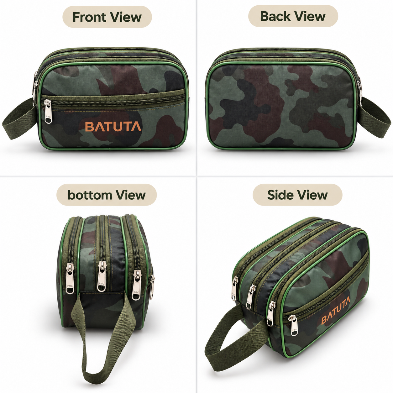 BATUTA Travel Toiletry Bag for Men | Multi Compartment Shaving Kit & Grooming Pouch | Cosmetic Organizer Bag
