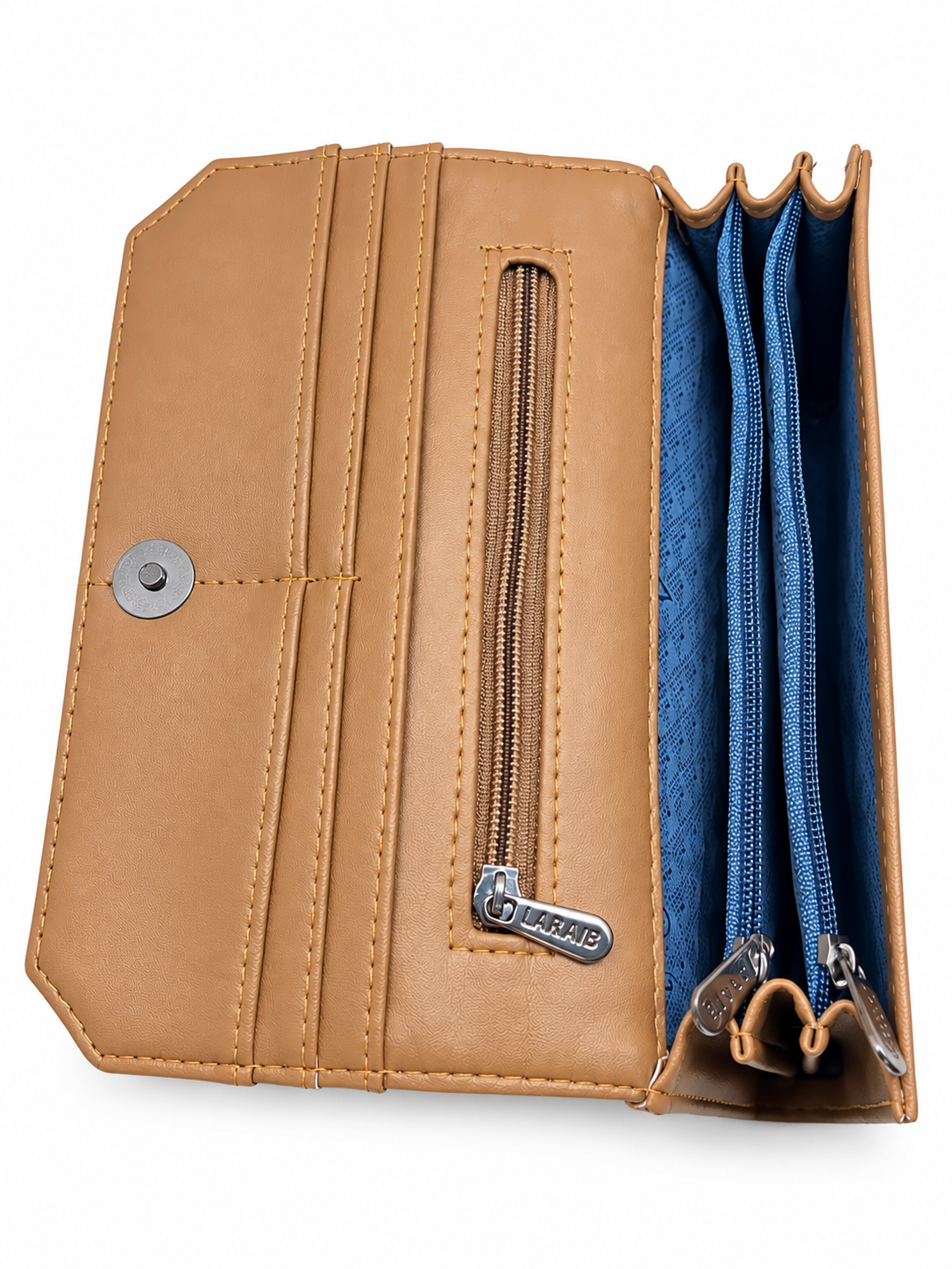 BATUTA Women’s Three Zip Multi-Compartment Clutch Wallet | Stylish Long Purse with Zipper Pocket | Spacious Ladies Wallet for Cash, Cards & Mobile