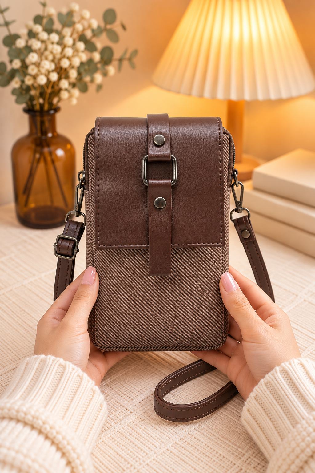 BATUTA HUB Women’s Mobile Sling Bag Crossbody Bag | Compact Double Zipper Shoulder Bag for Phone, Cards & Essentials | Stylish Everyday Mini Sling Purse