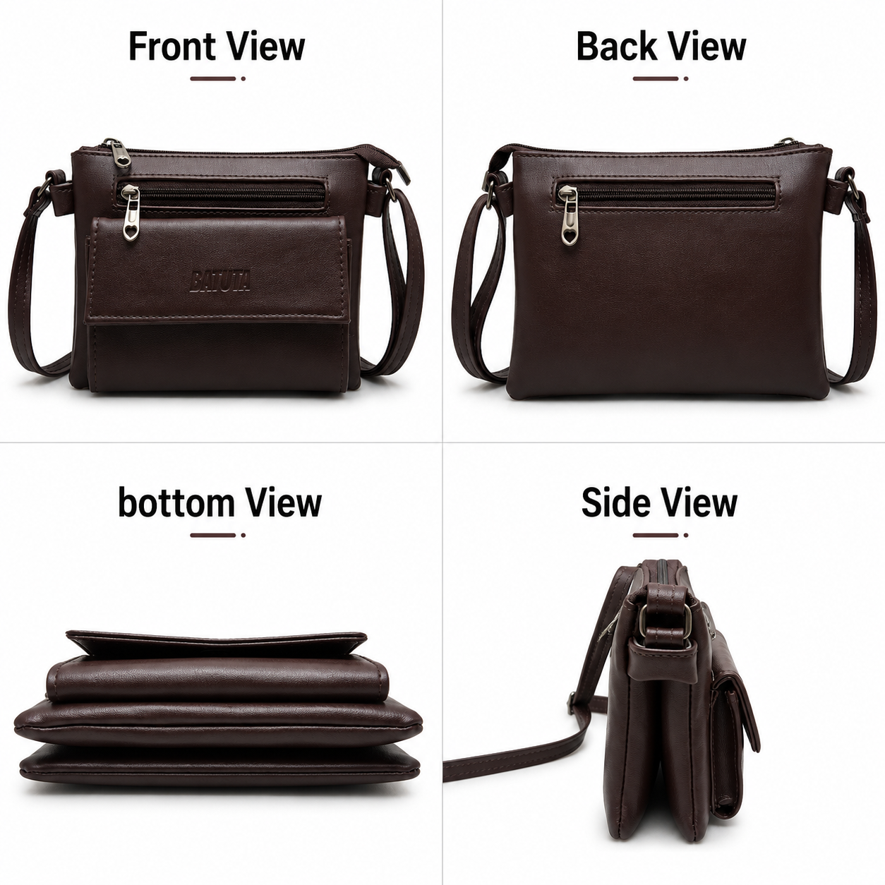 Women Stylish 3 Zip Sling Bag | Premium PU Leather Crossbody Bag | Multi Compartment Shoulder Bag for Women