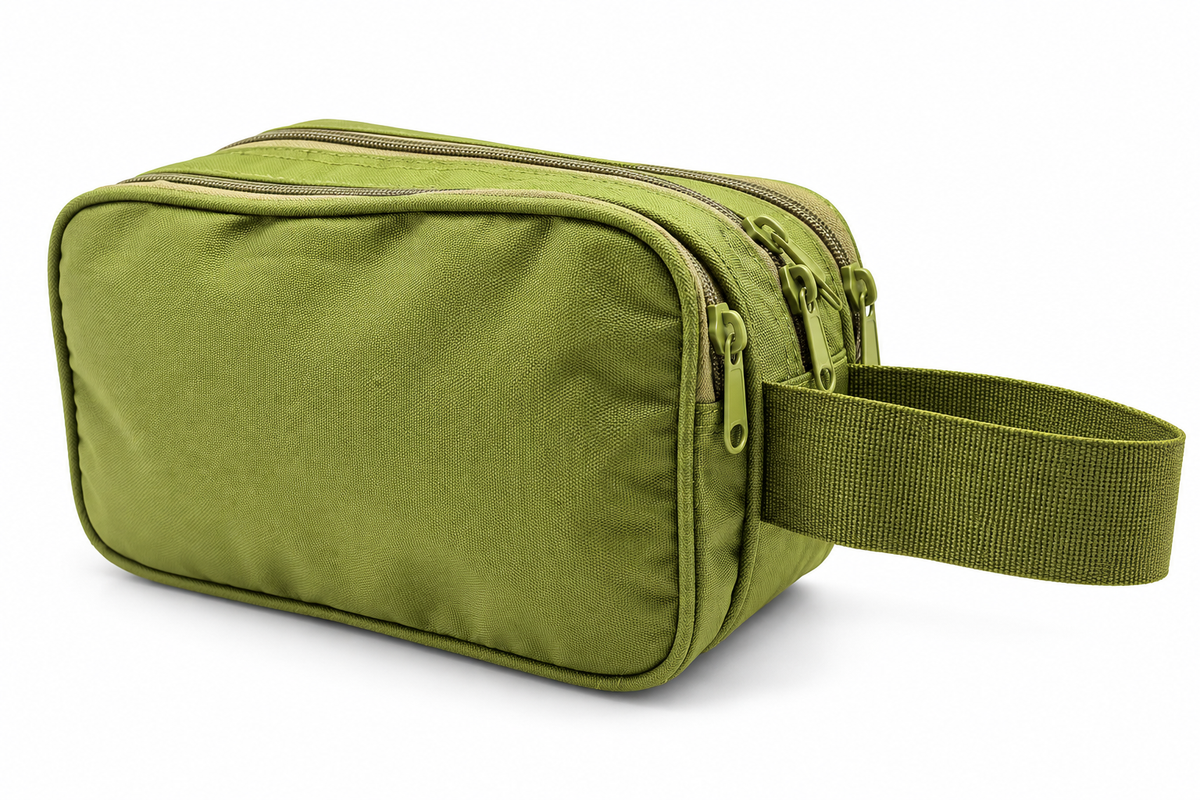 BATUTA Green Multi-Compartment Zipper Pouch Bag for Men, Travel Organizer and Utility Bag