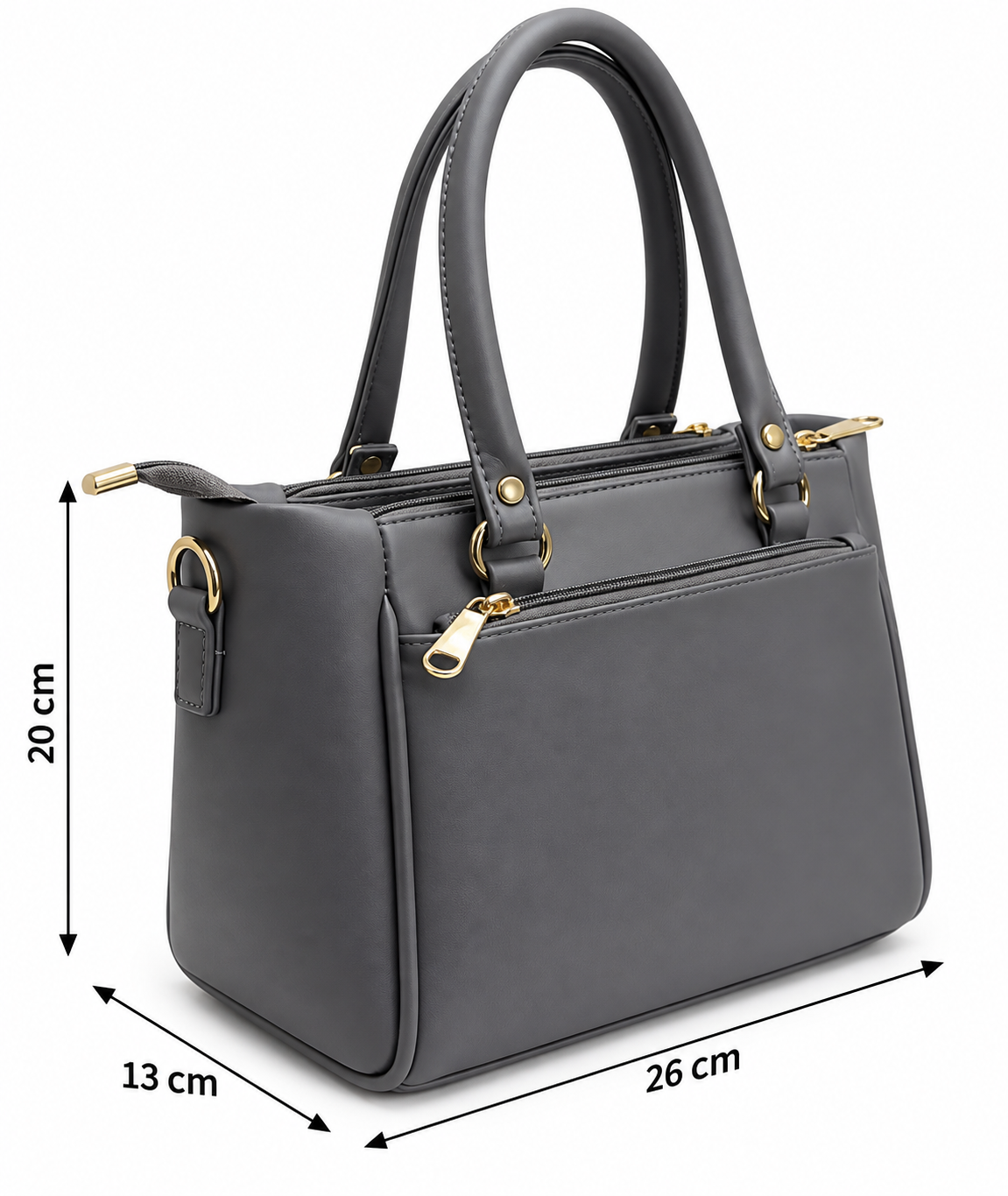 BATUTA Women’s Premium Faux Leather Handbag with Multiple Zipper Compartments, Double Handle & Sling Strap