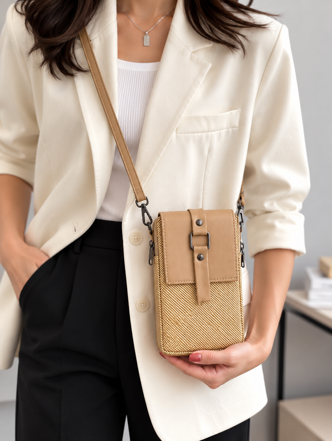 BATUTA HUB Women’s Mobile Sling Bag Crossbody Bag | Compact Double Zipper Shoulder Bag for Phone, Cards & Essentials | Stylish Everyday Mini Sling Purse
