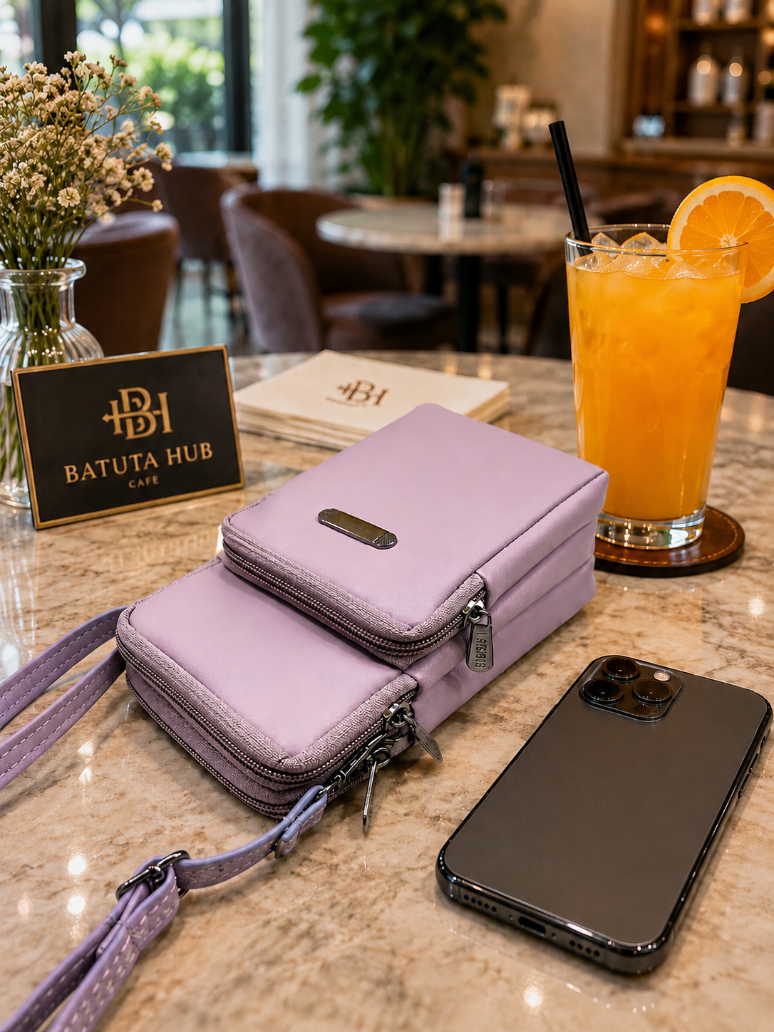 BATUTA HUB Women’s Mobile Sling Bag | Multi Pocket Crossbody Bag | 3 Zip Compartments | Adjustable Shoulder Strap Compact Travel Organizer Purse for Daily Use