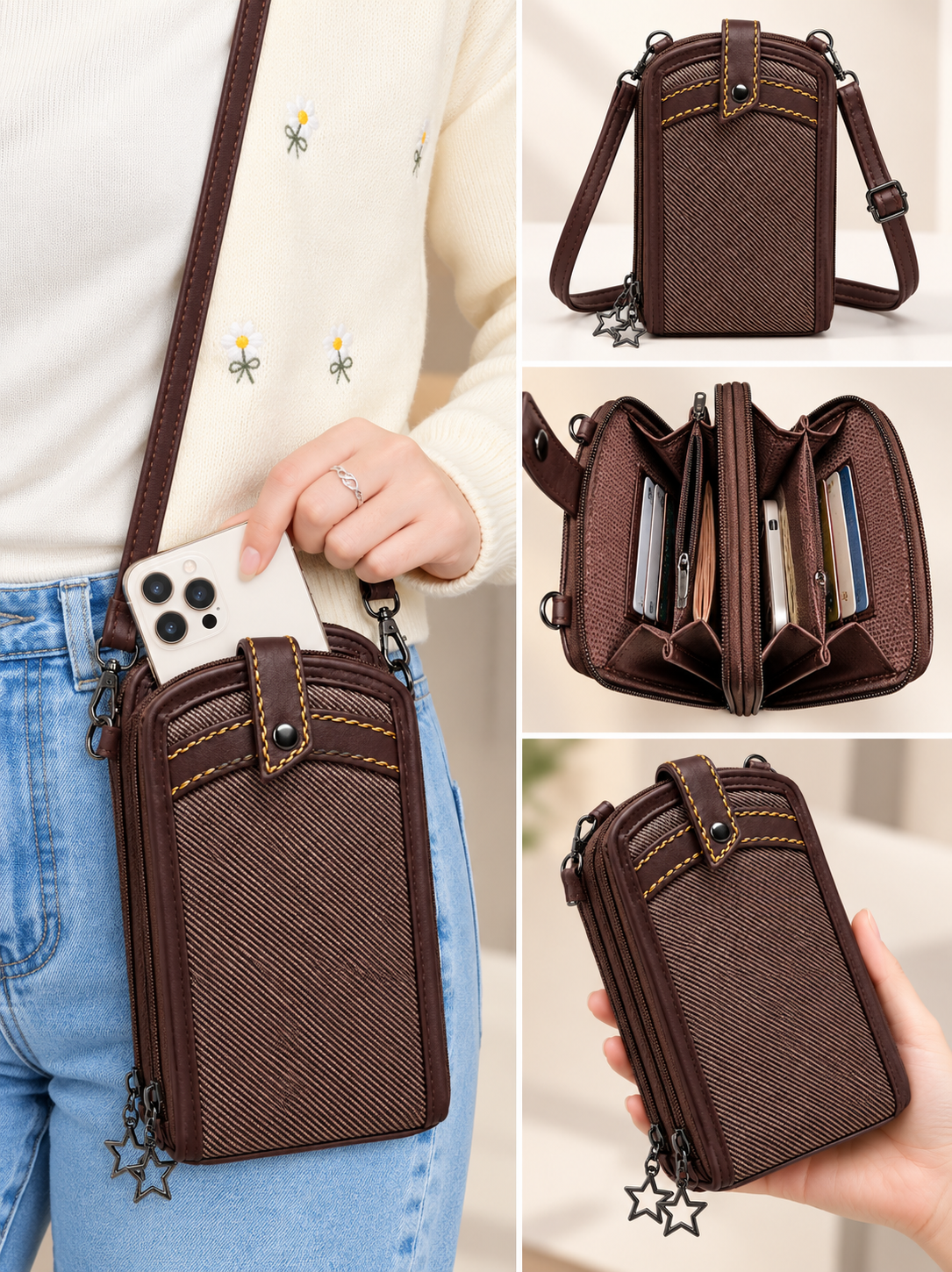 Women’s Sling Bag with Adjustable Strap | Stylish 2-Zip Crossbody Bag for Daily Use | Compact Shoulder Bag with Multiple Compartments