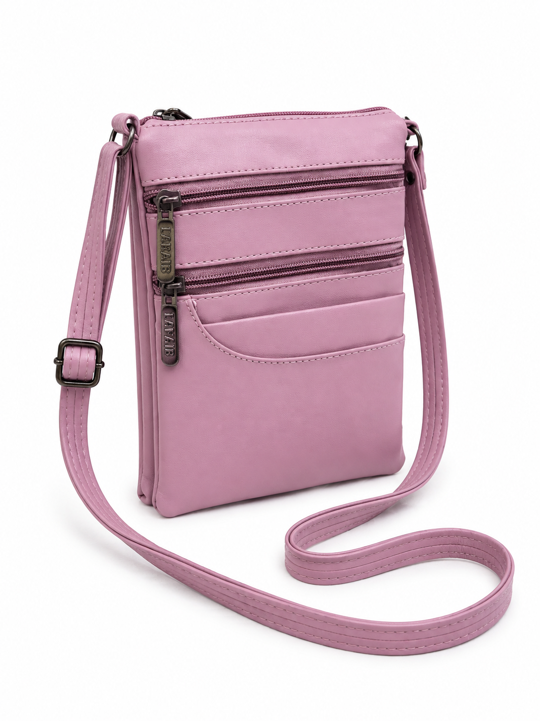Women's Premium Faux Leather Crossbody Sling Bag with Multiple Zip Pockets