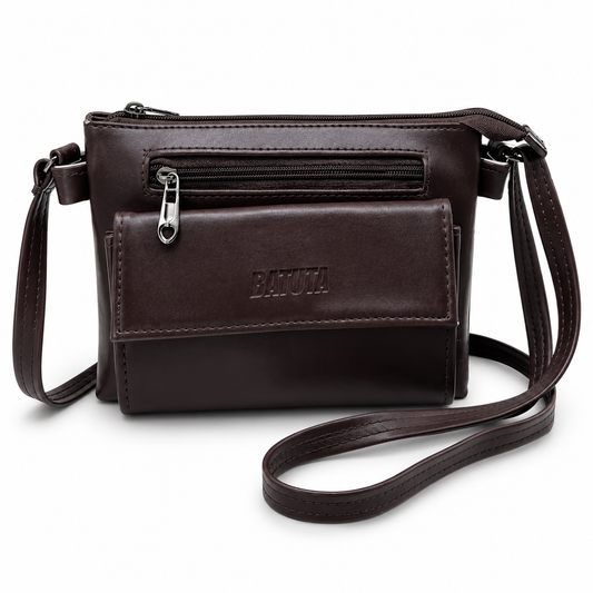 Women Stylish 3 Zip Sling Bag | Premium PU Leather Crossbody Bag | Multi Compartment Shoulder Bag for Women