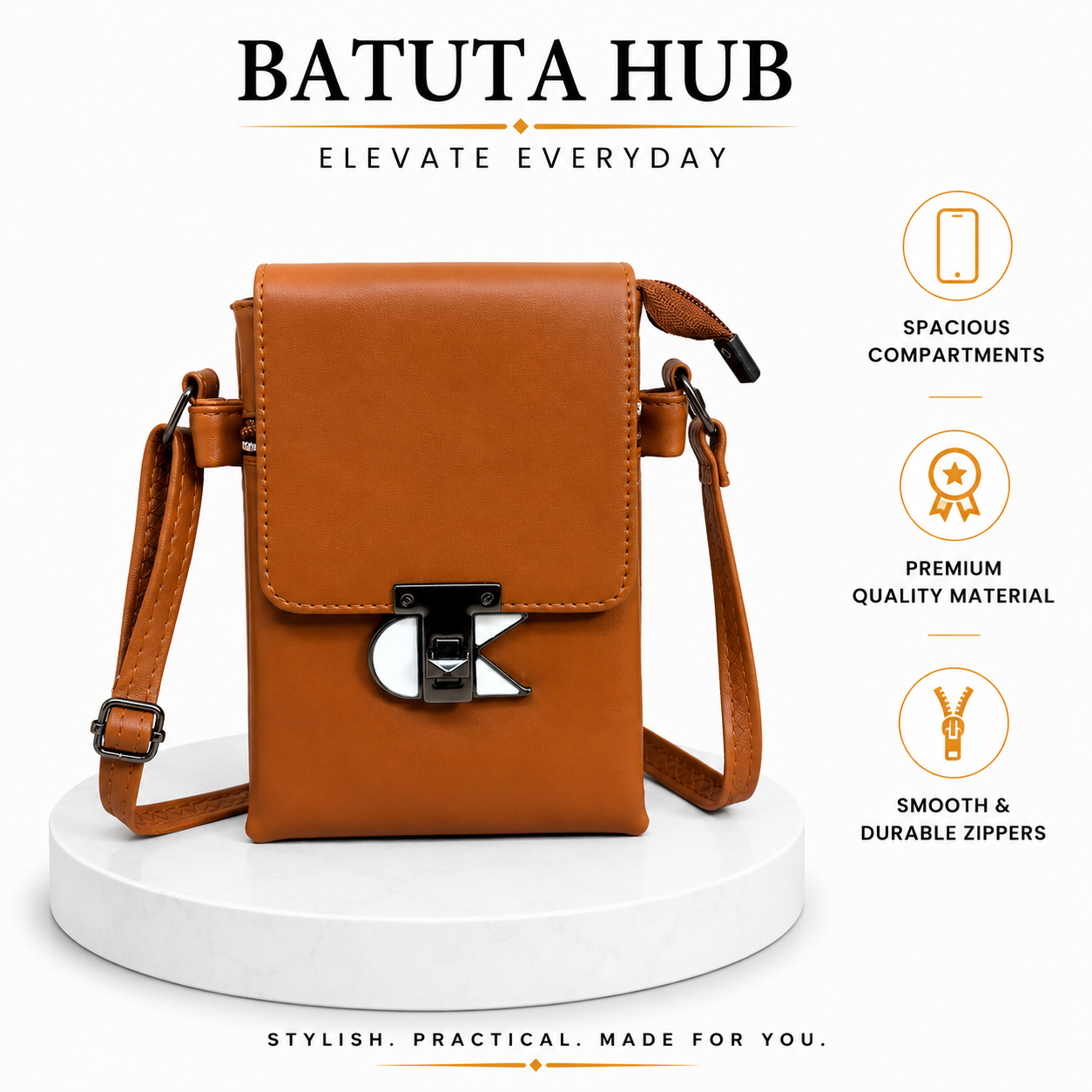 Women’s Stylish Sling Bag | Premium Faux Leather Crossbody Bag for Women | Compact Shoulder Bag with Adjustable Strap, Front Flap & Secure Closure