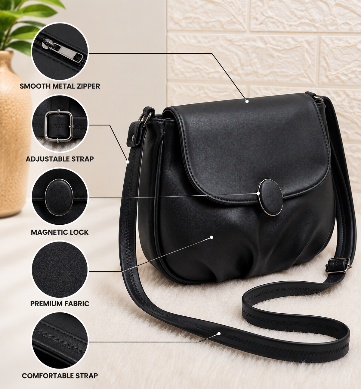Women’s Sling Handbag | Stylish Crossbody Shoulder Bag for Women | Trendy Casual & Party Purse