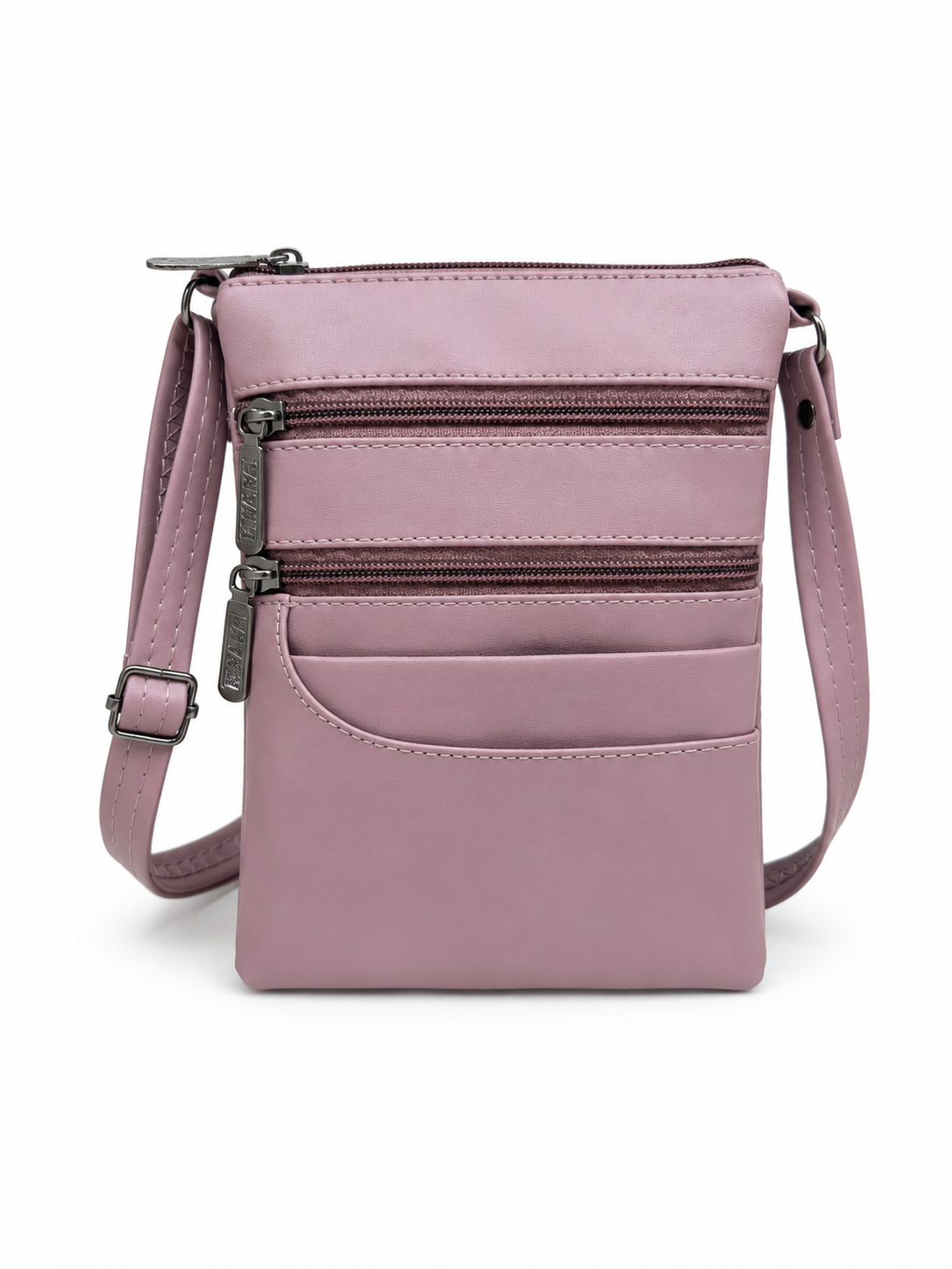 Women's Premium Faux Leather Crossbody Sling Bag with Multiple Zip Pockets