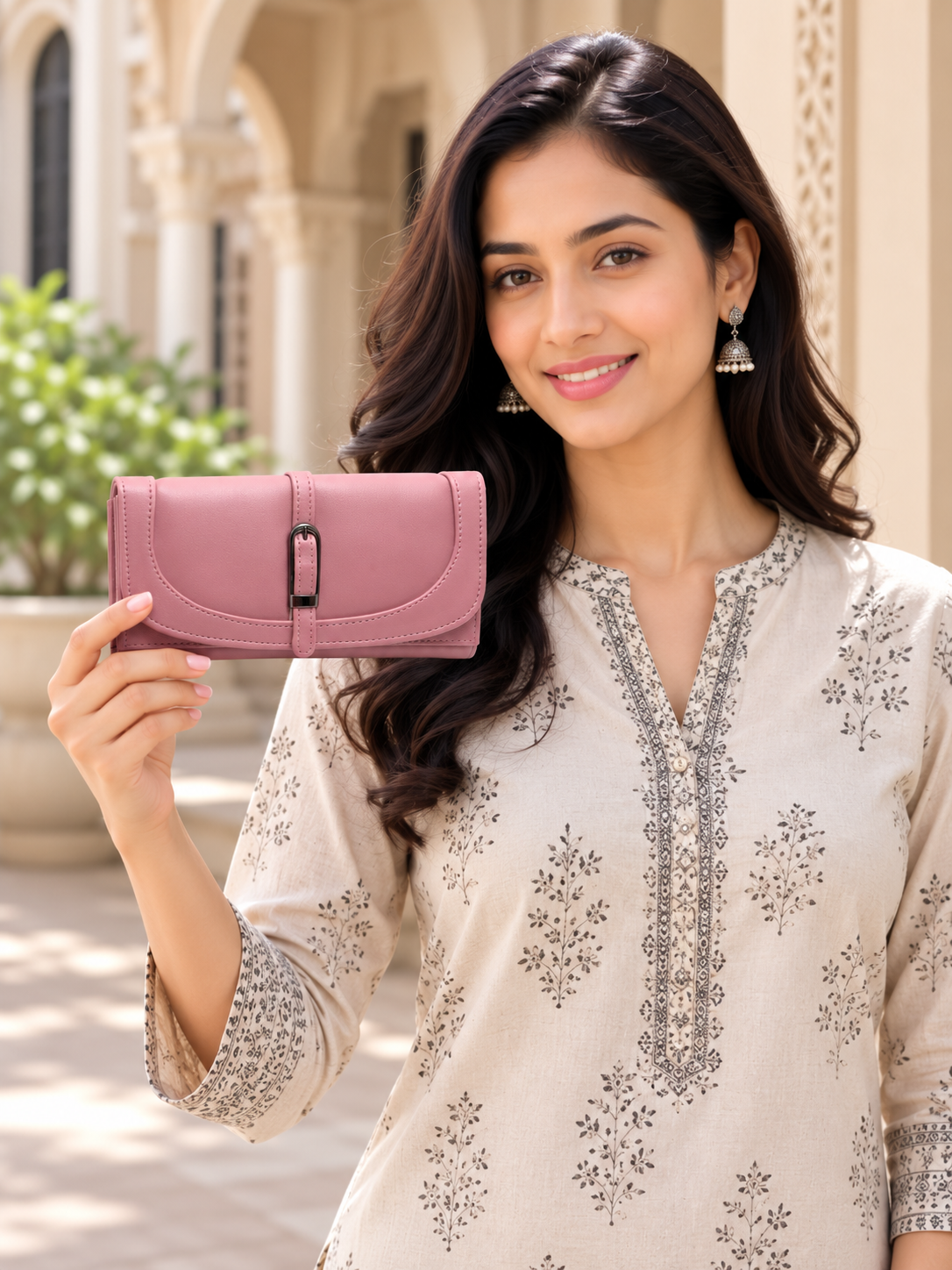 Women’s Stylish Clutch Wallet with Flap Closure | Elegant PU Leather Long Wallet for Women | Multiple Compartments & Card Holder |