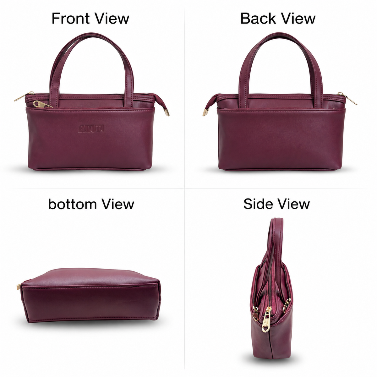 Women’s Premium PU Leather Handbag | Triple Zip Tote Bag | Stylish Mini Handy Purse for Daily Use