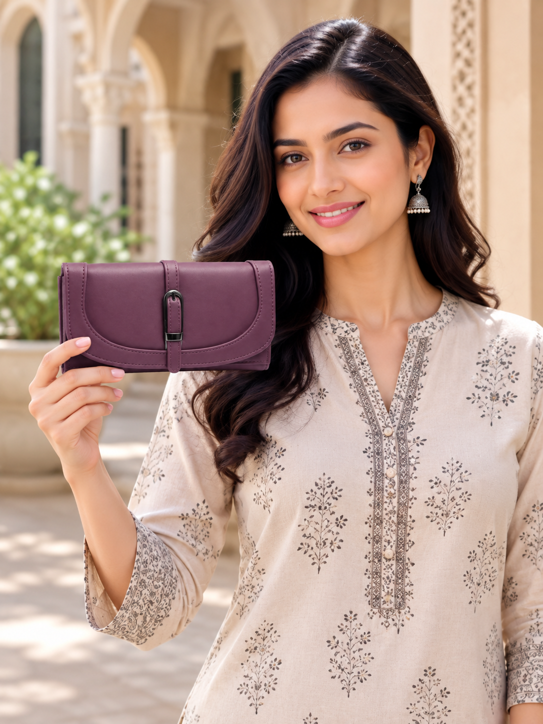 Women’s Stylish Clutch Wallet with Flap Closure | Elegant PU Leather Long Wallet for Women | Multiple Compartments & Card Holder |