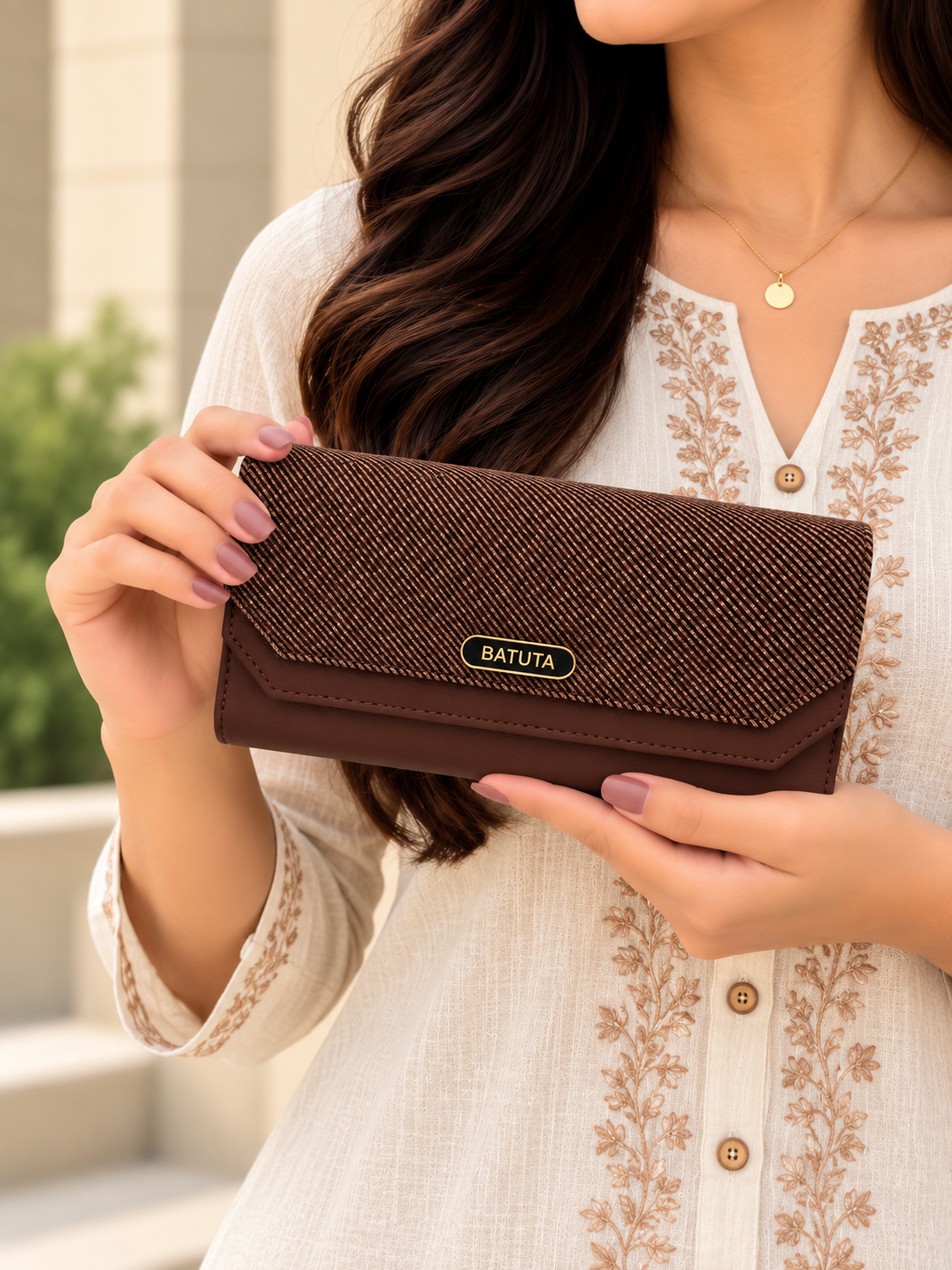 BATUTA Women’s Three Zip Multi-Compartment Clutch Wallet | Stylish Long Purse with Zipper Pocket | Spacious Ladies Wallet for Cash, Cards & Mobile