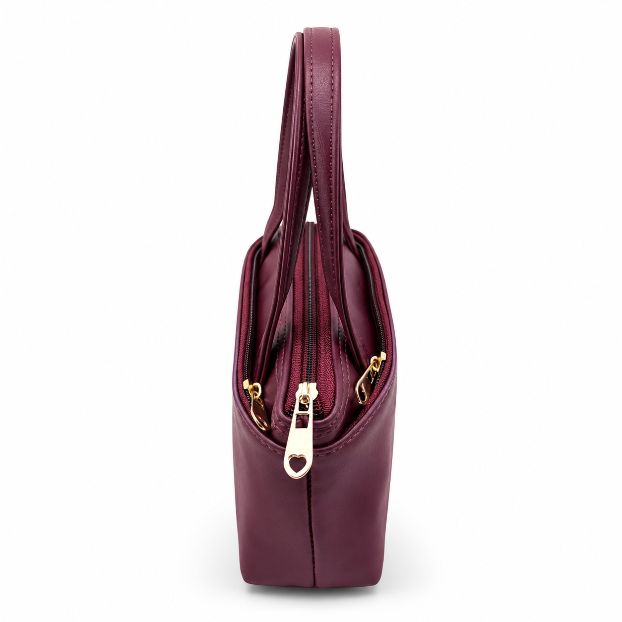 Women’s Premium PU Leather Handbag | Triple Zip Tote Bag | Stylish Mini Handy Purse for Daily Use