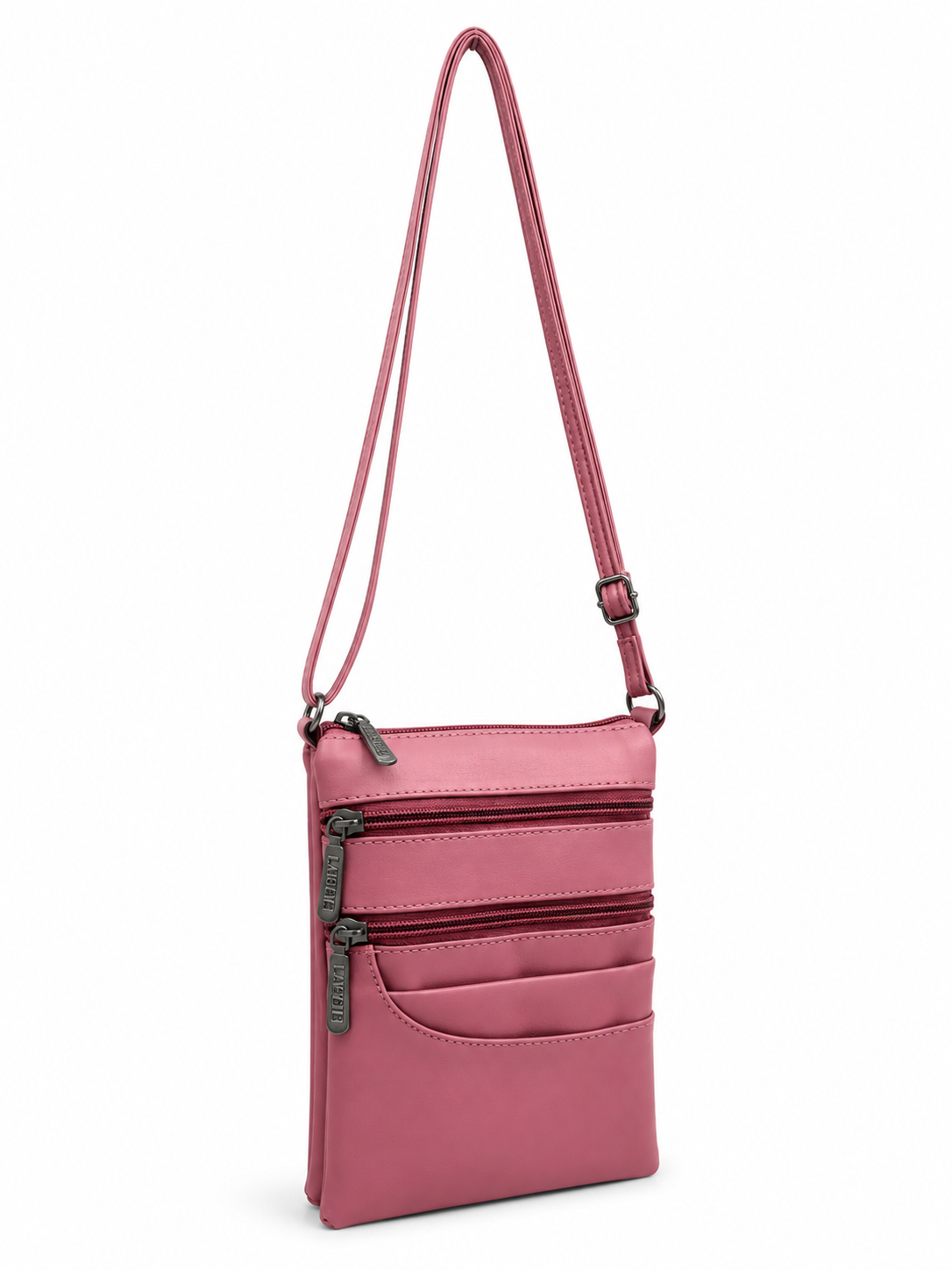 Women's Premium Faux Leather Crossbody Sling Bag with Multiple Zip Pockets