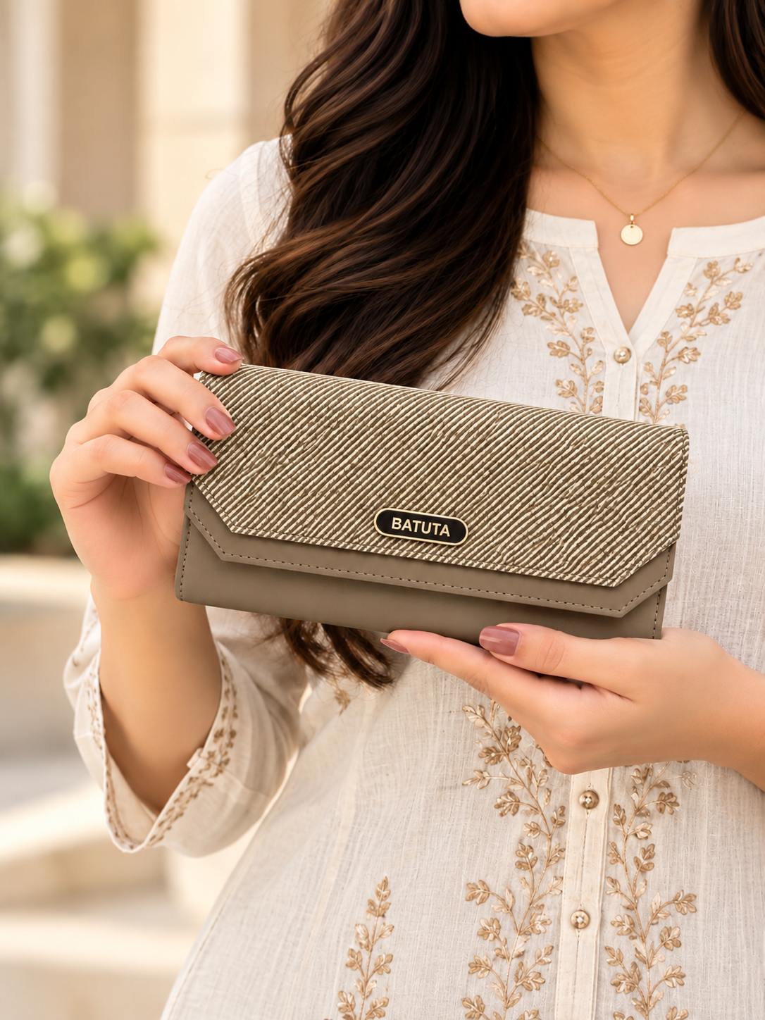 BATUTA Women’s Three Zip Multi-Compartment Clutch Wallet | Stylish Long Purse with Zipper Pocket | Spacious Ladies Wallet for Cash, Cards & Mobile