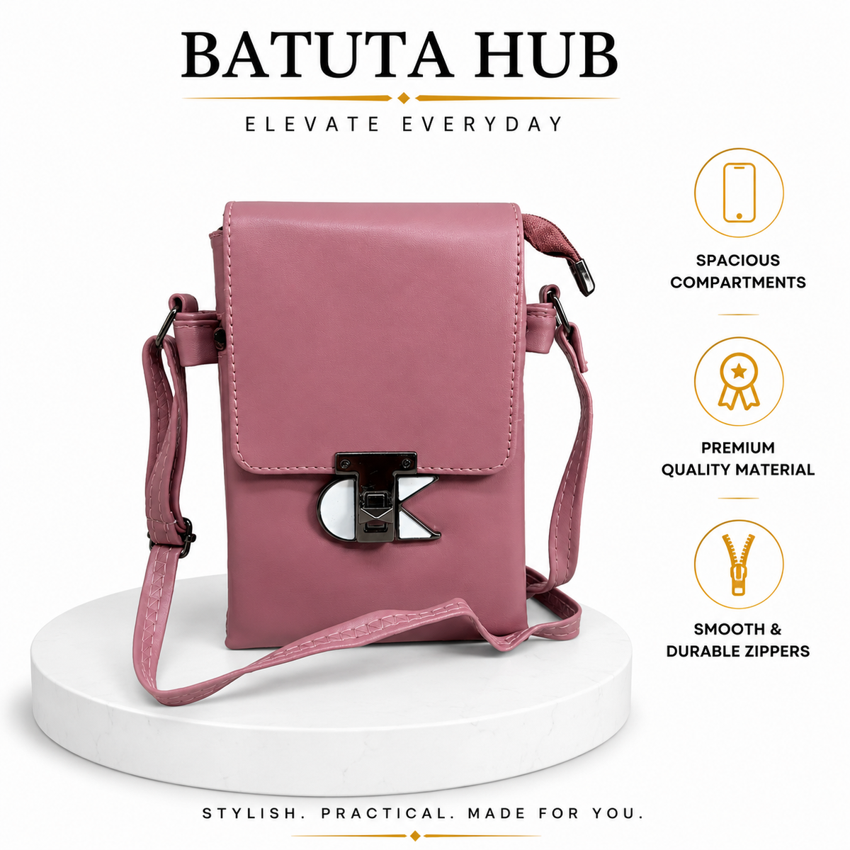 Women’s Stylish Sling Bag | Premium Faux Leather Crossbody Bag for Women | Compact Shoulder Bag with Adjustable Strap, Front Flap & Secure Closure