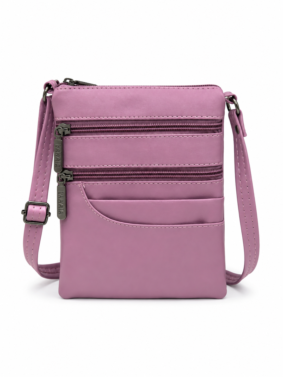Women's Premium Faux Leather Crossbody Sling Bag with Multiple Zip Pockets
