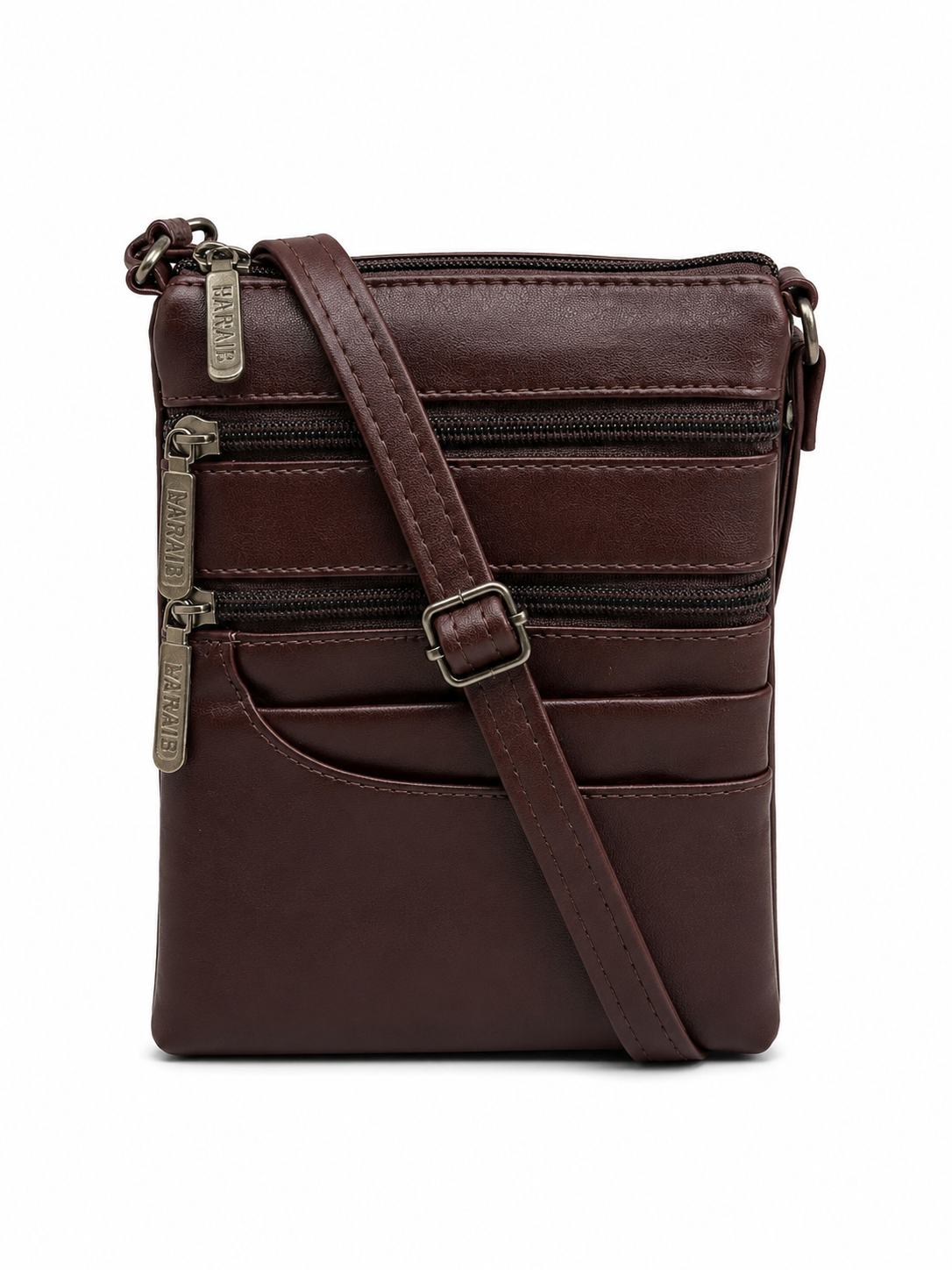 Women's Premium Faux Leather Crossbody Sling Bag with Multiple Zip Pockets