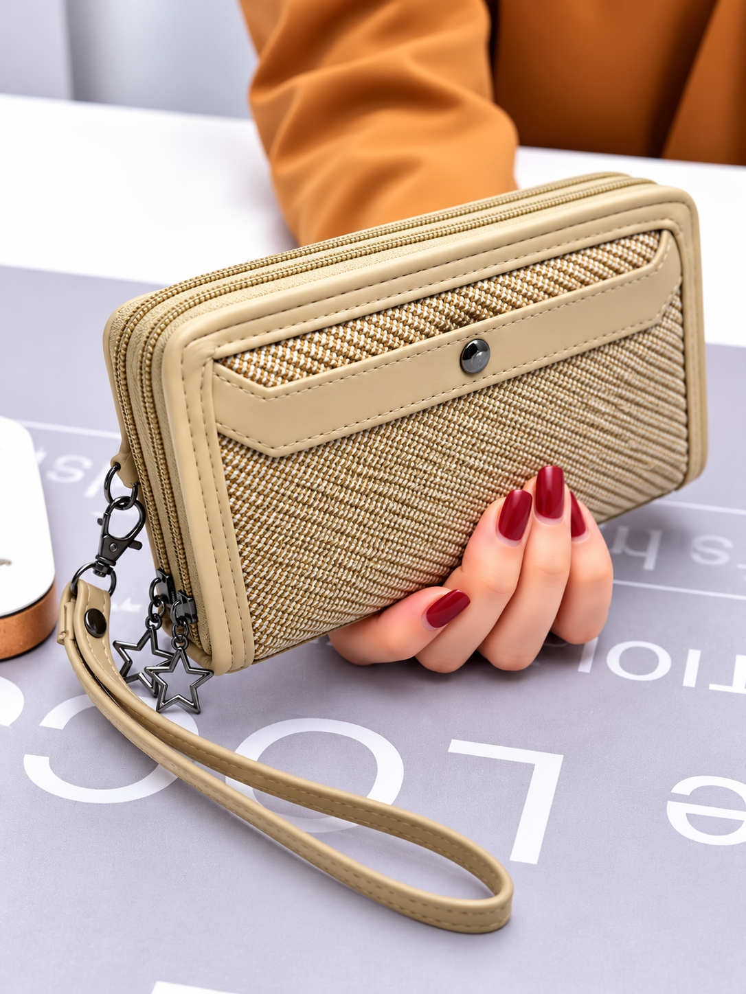 BATUTA Women’s Hand Kit Wristlet Pouch | Dual Zipper Multi-Compartment Handbag | Stylish Compact Organizer for Everyday Essentials