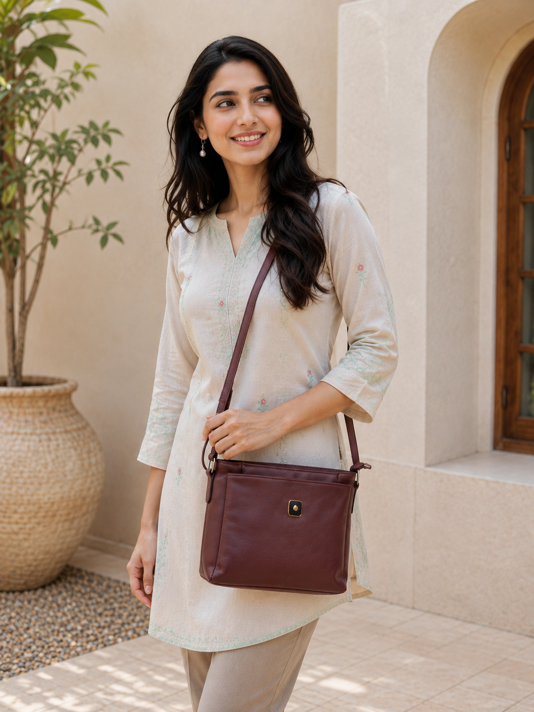 Women’s Premium PU Leather Crossbody Sling Bag | Stylish Shoulder Bag with Front Pocket