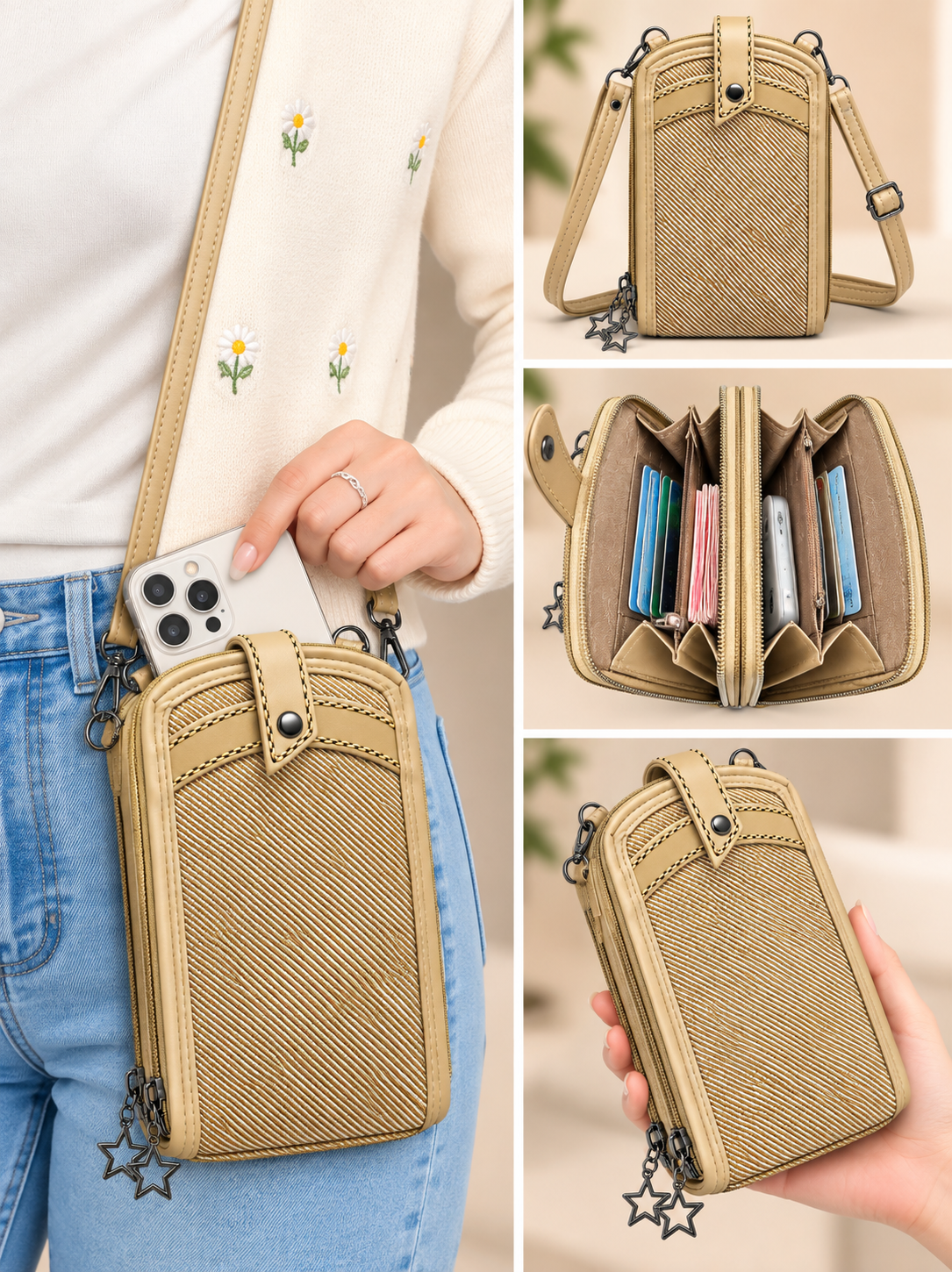Women’s Sling Bag with Adjustable Strap | Stylish 2-Zip Crossbody Bag for Daily Use | Compact Shoulder Bag with Multiple Compartments