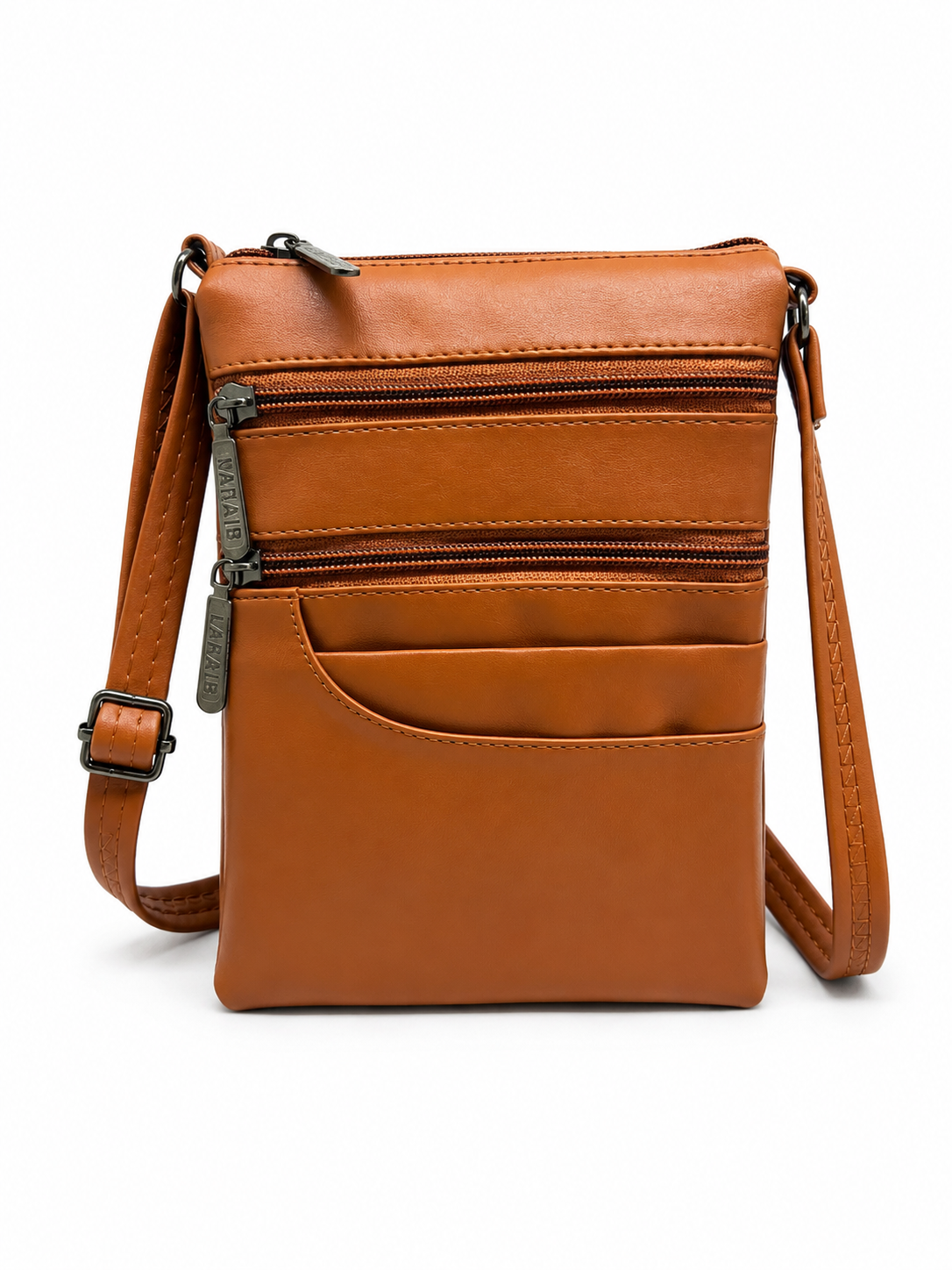 Women's Premium Faux Leather Crossbody Sling Bag with Multiple Zip Pockets