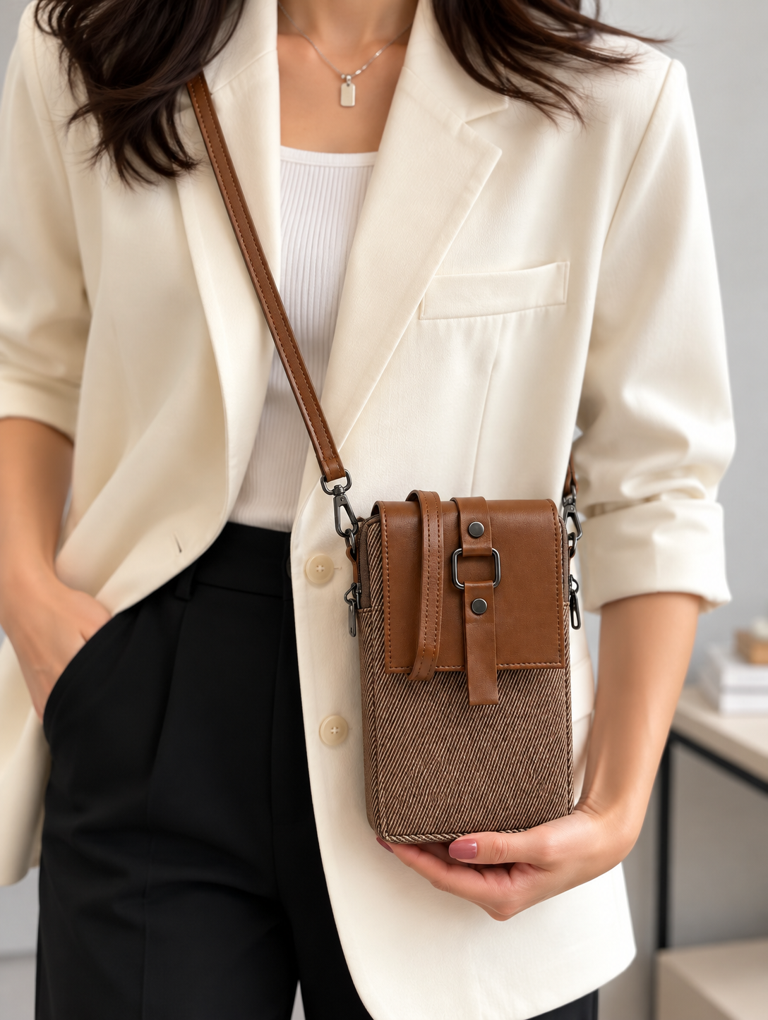 BATUTA HUB Women’s Mobile Sling Bag Crossbody Bag | Compact Double Zipper Shoulder Bag for Phone, Cards & Essentials | Stylish Everyday Mini Sling Purse