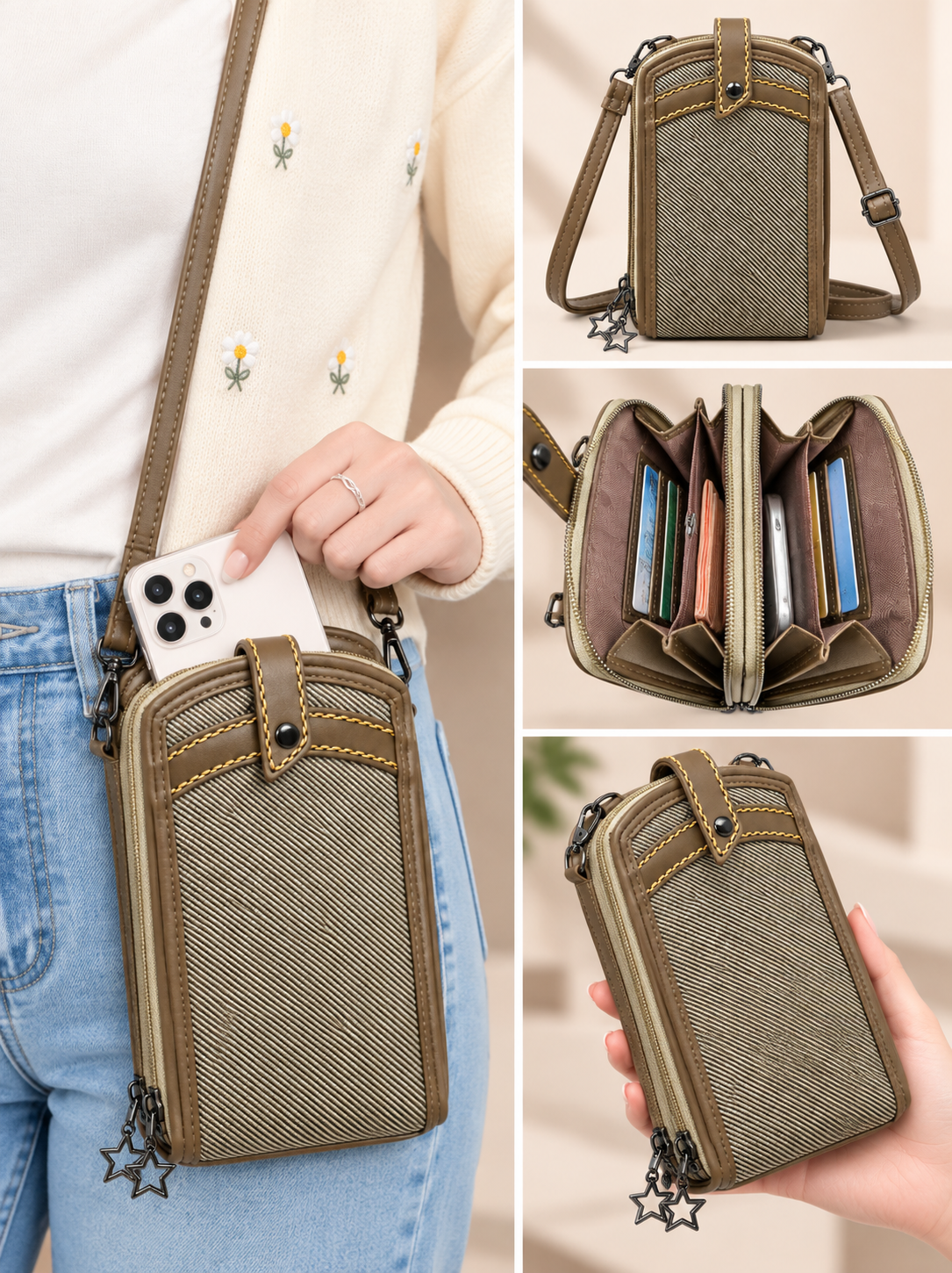 Women’s Sling Bag with Adjustable Strap | Stylish 2-Zip Crossbody Bag for Daily Use | Compact Shoulder Bag with Multiple Compartments
